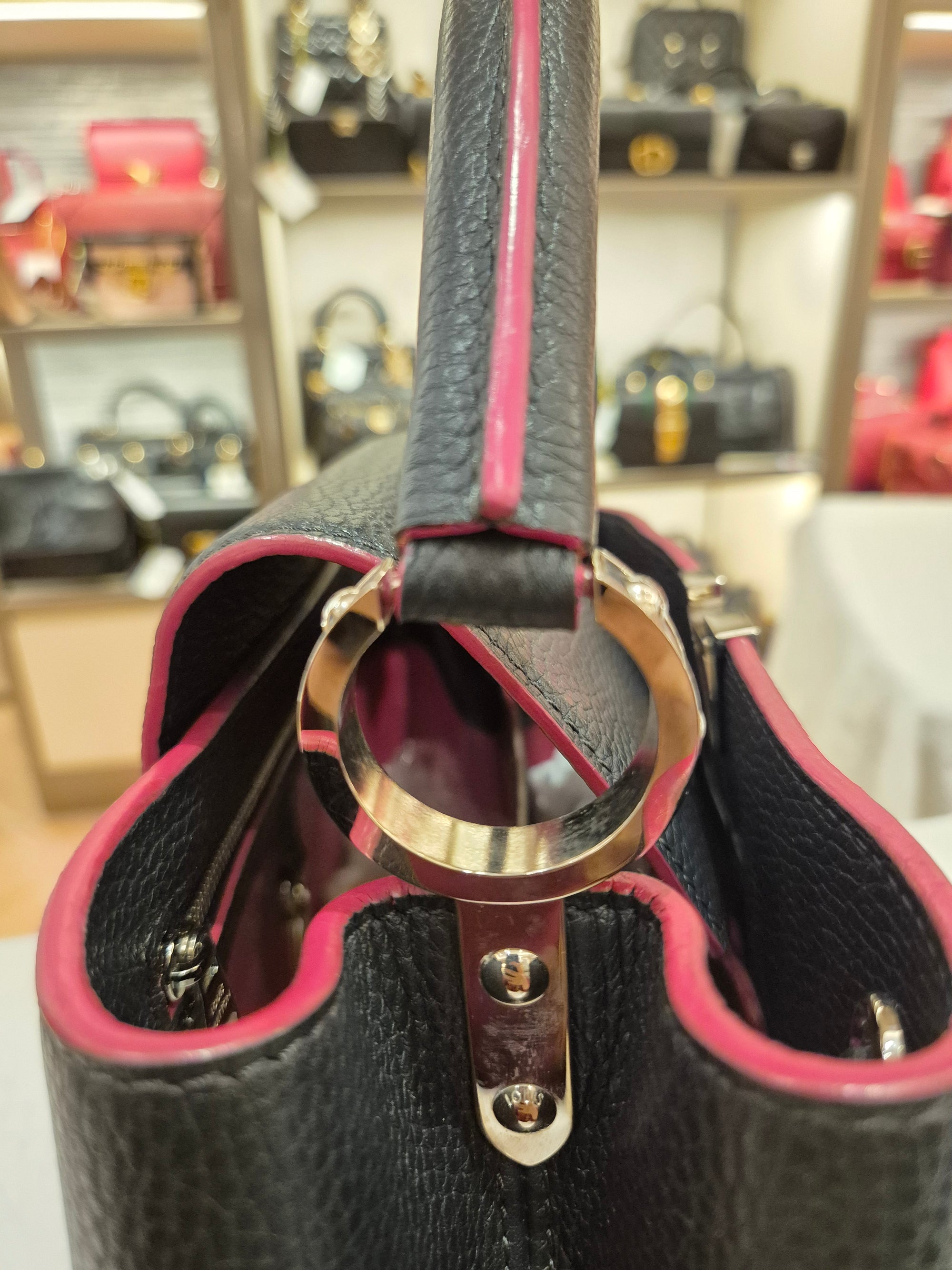 Louis Vuitton Capucines MM Black Fuschia