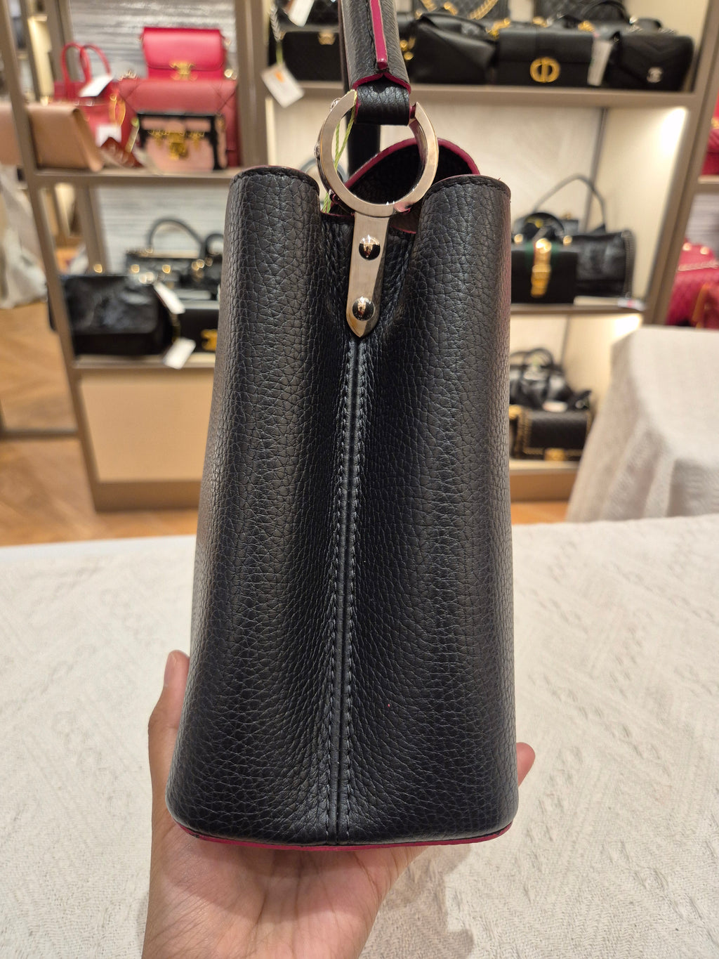Louis Vuitton Capucines MM Black Fuschia