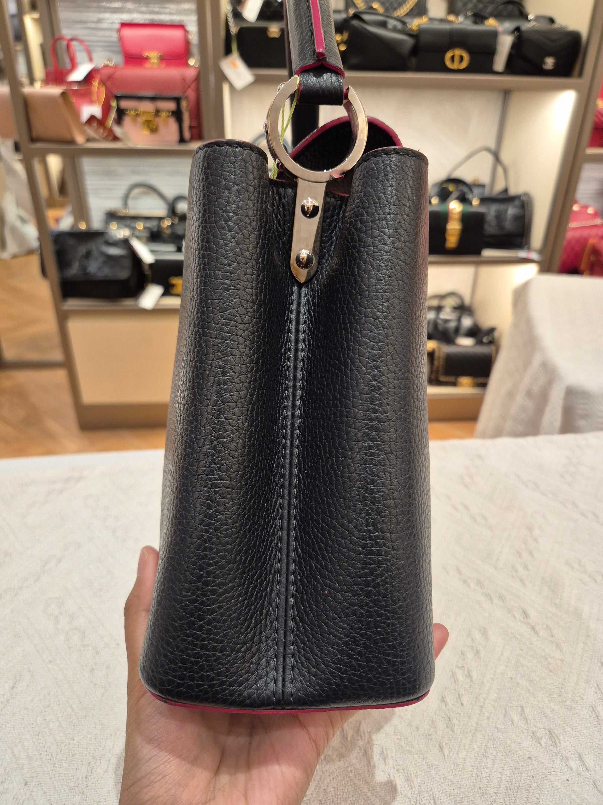 Louis Vuitton Capucines MM Black Fuschia