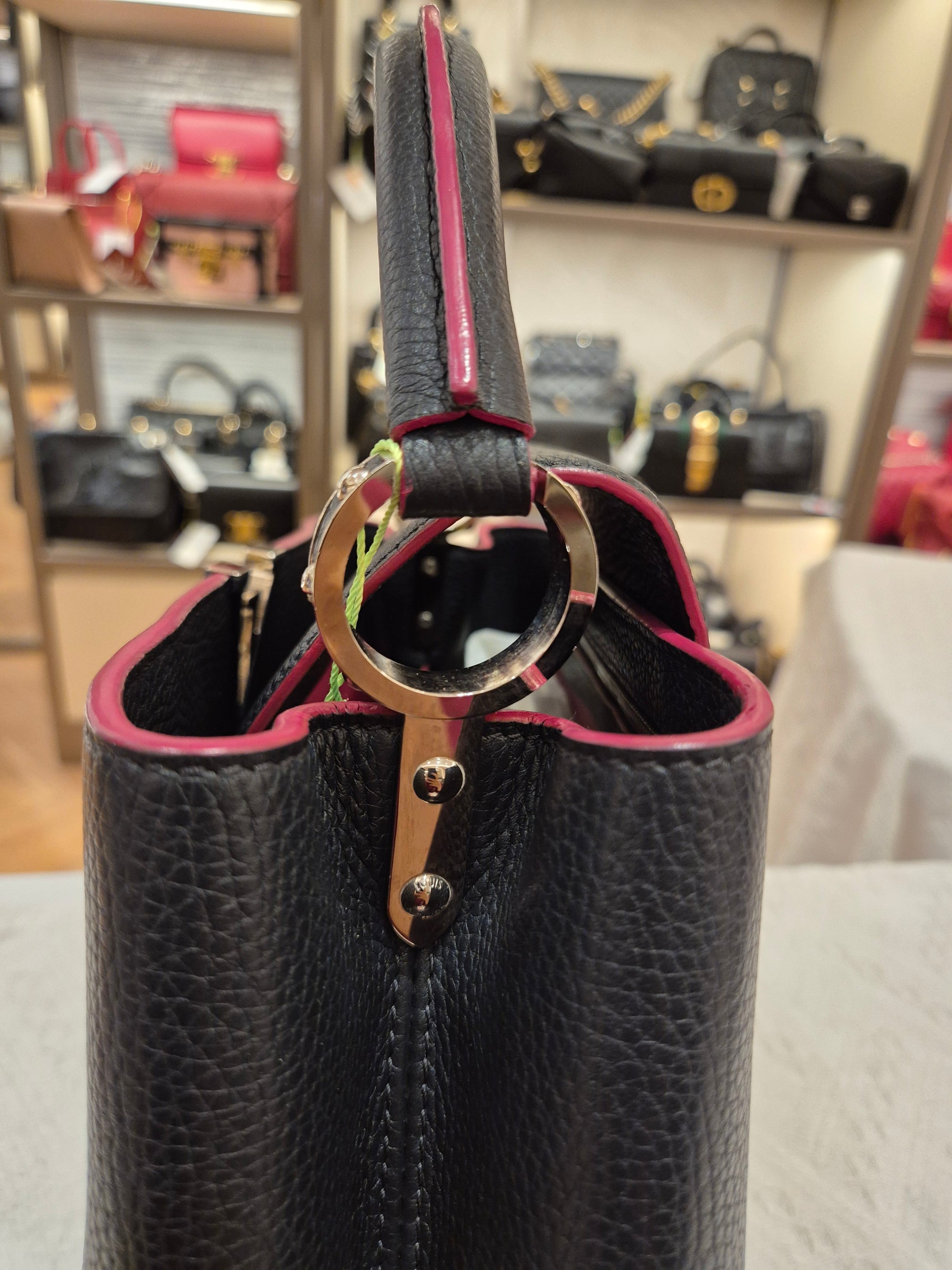 Louis Vuitton Capucines MM Black Fuschia