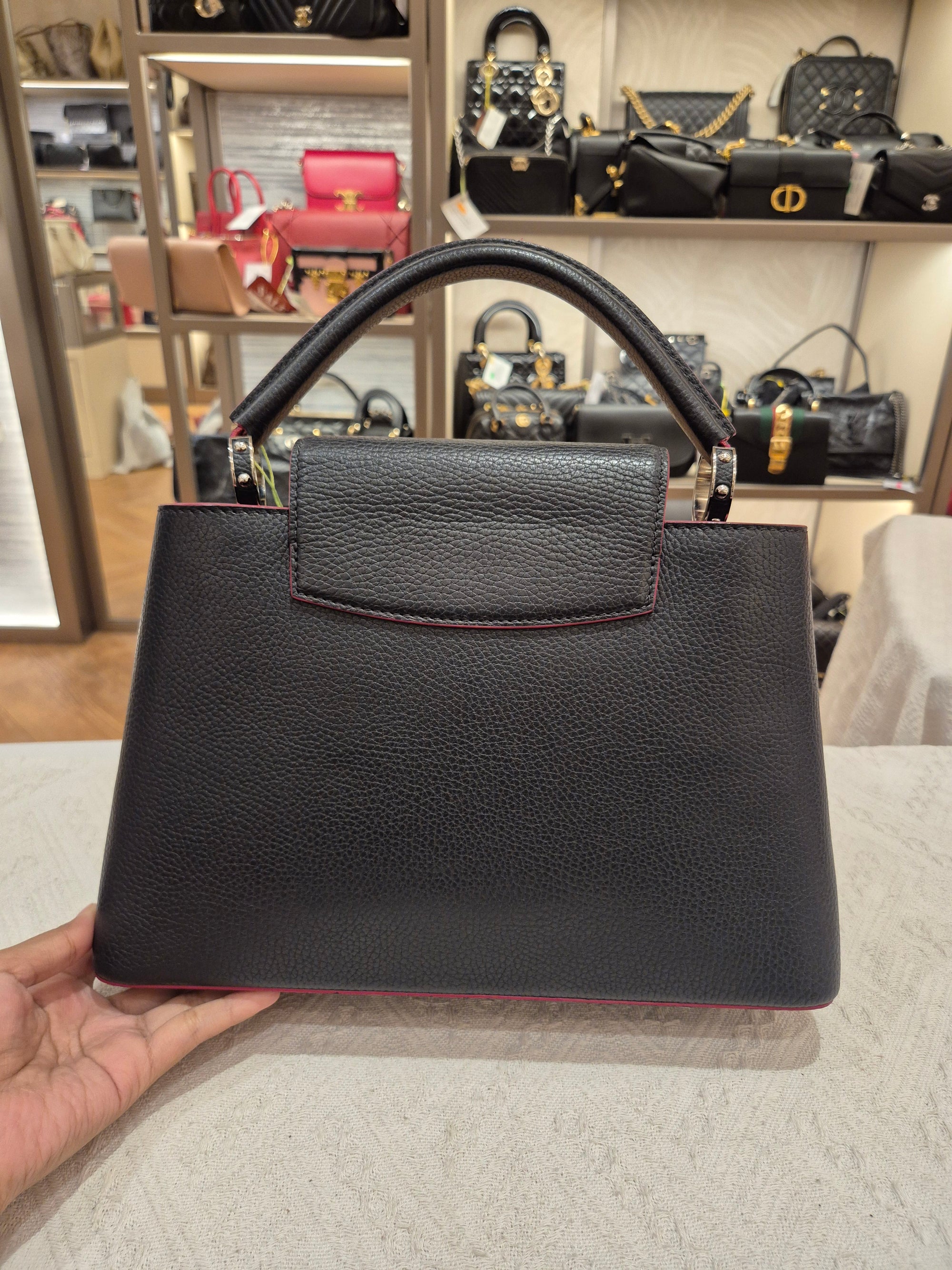 Louis Vuitton Capucines MM Black Fuschia