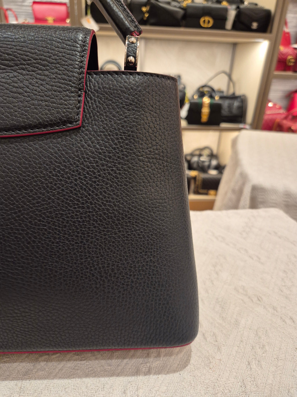 Louis Vuitton Capucines MM Black Fuschia