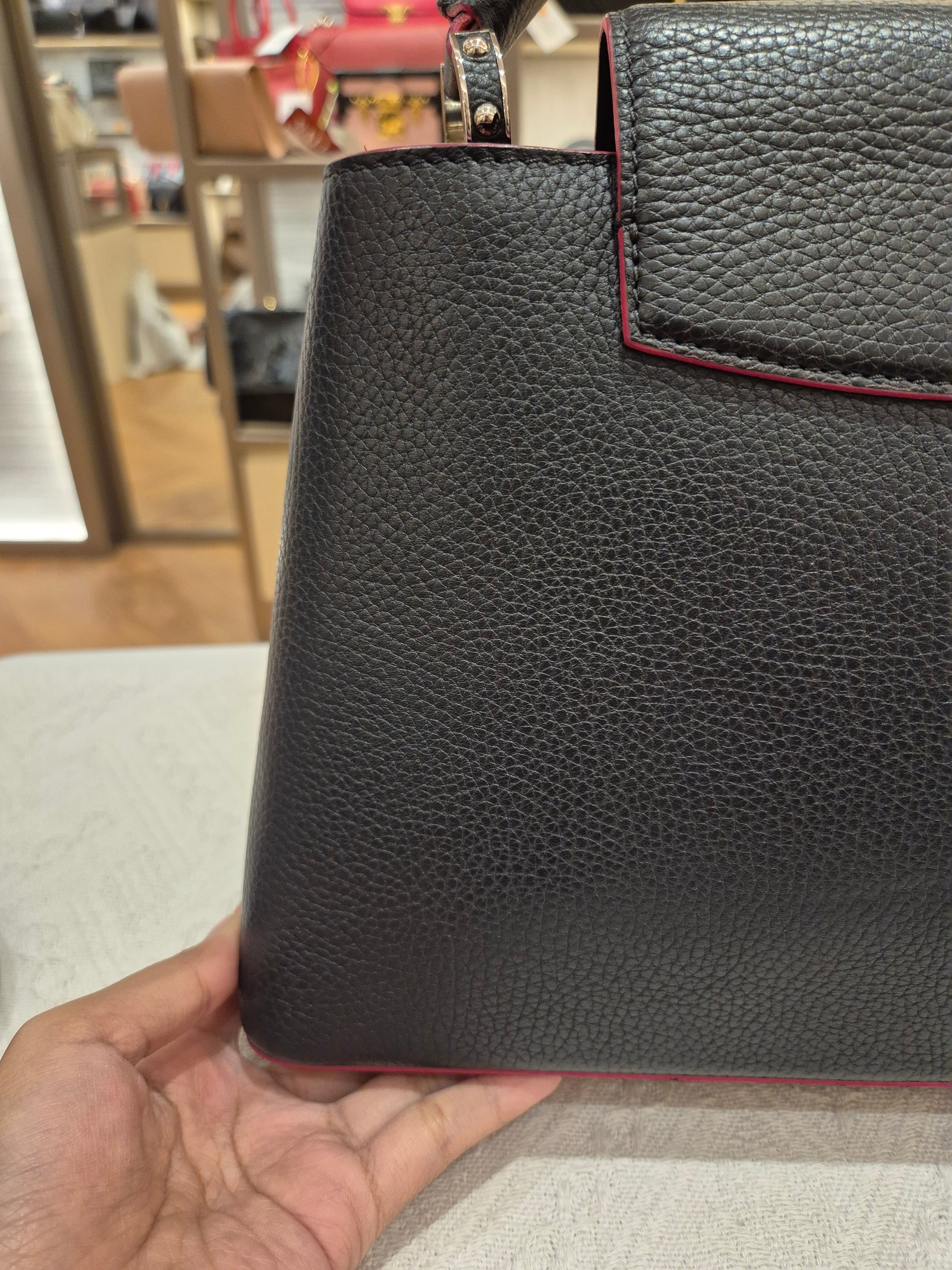 Louis Vuitton Capucines MM Black Fuschia