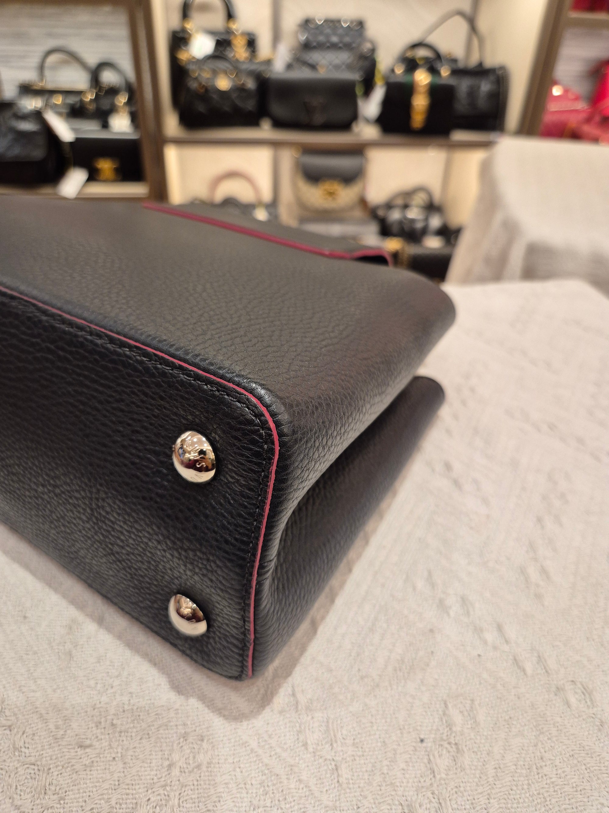 Louis Vuitton Capucines MM Black Fuschia