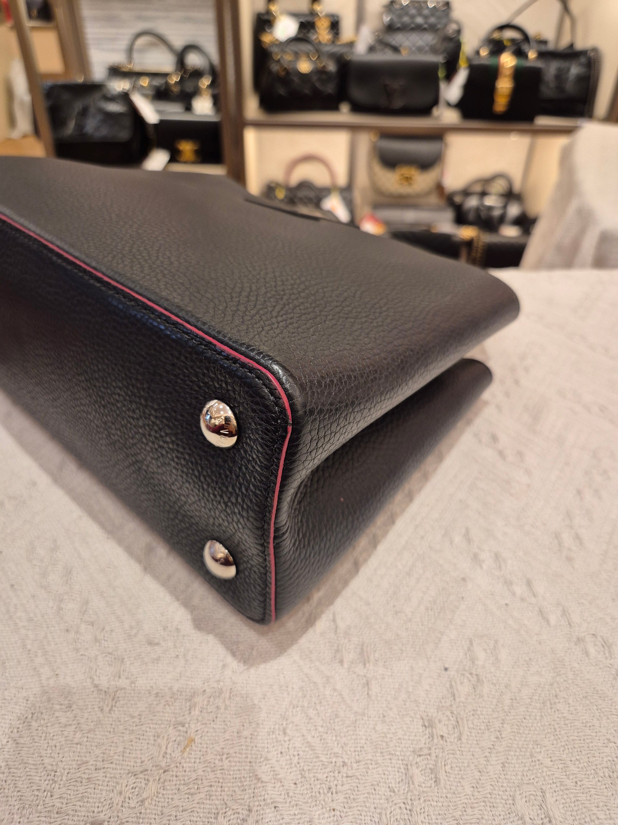 Louis Vuitton Capucines MM Black Fuschia