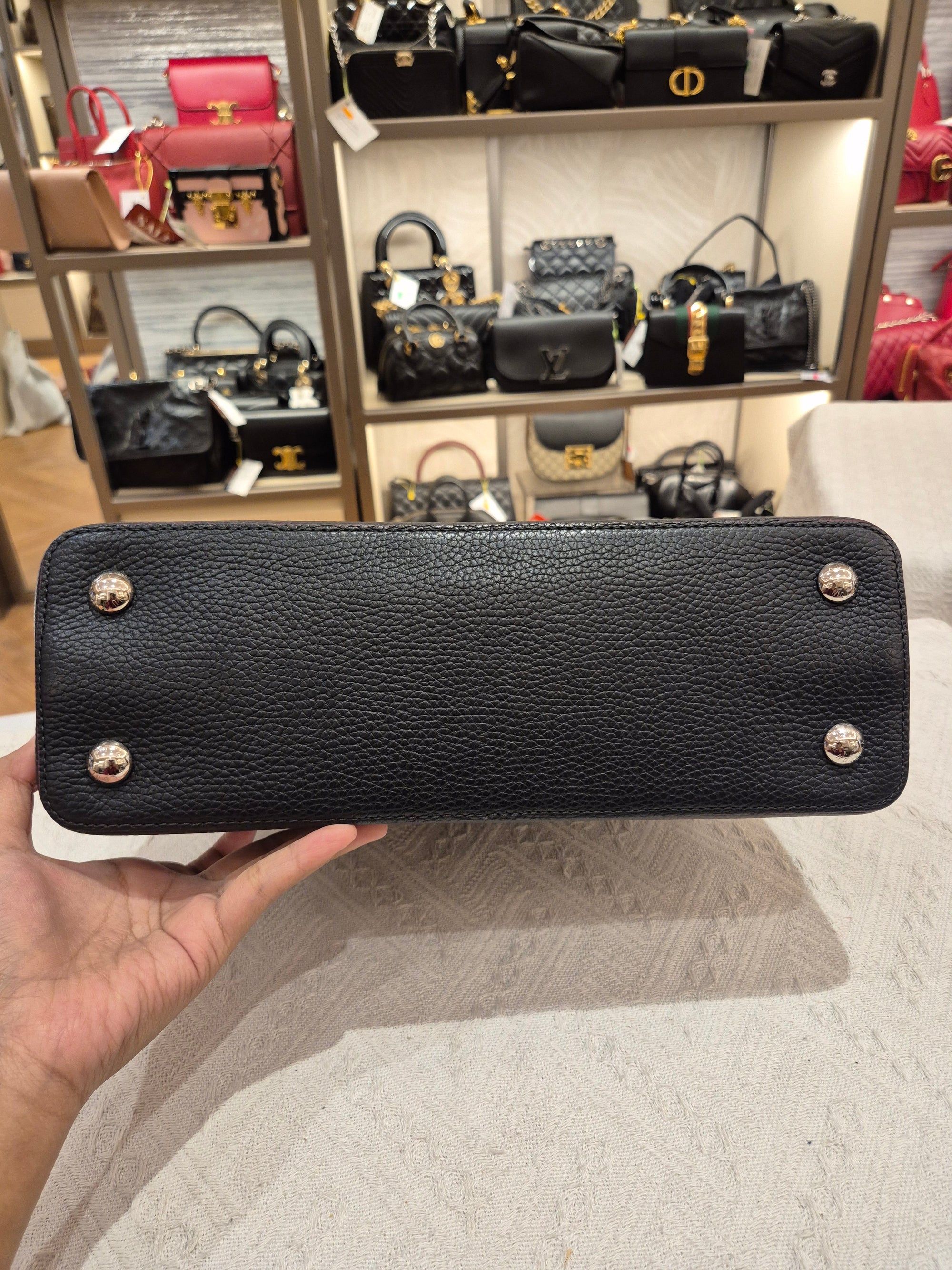 Louis Vuitton Capucines MM Black Fuschia