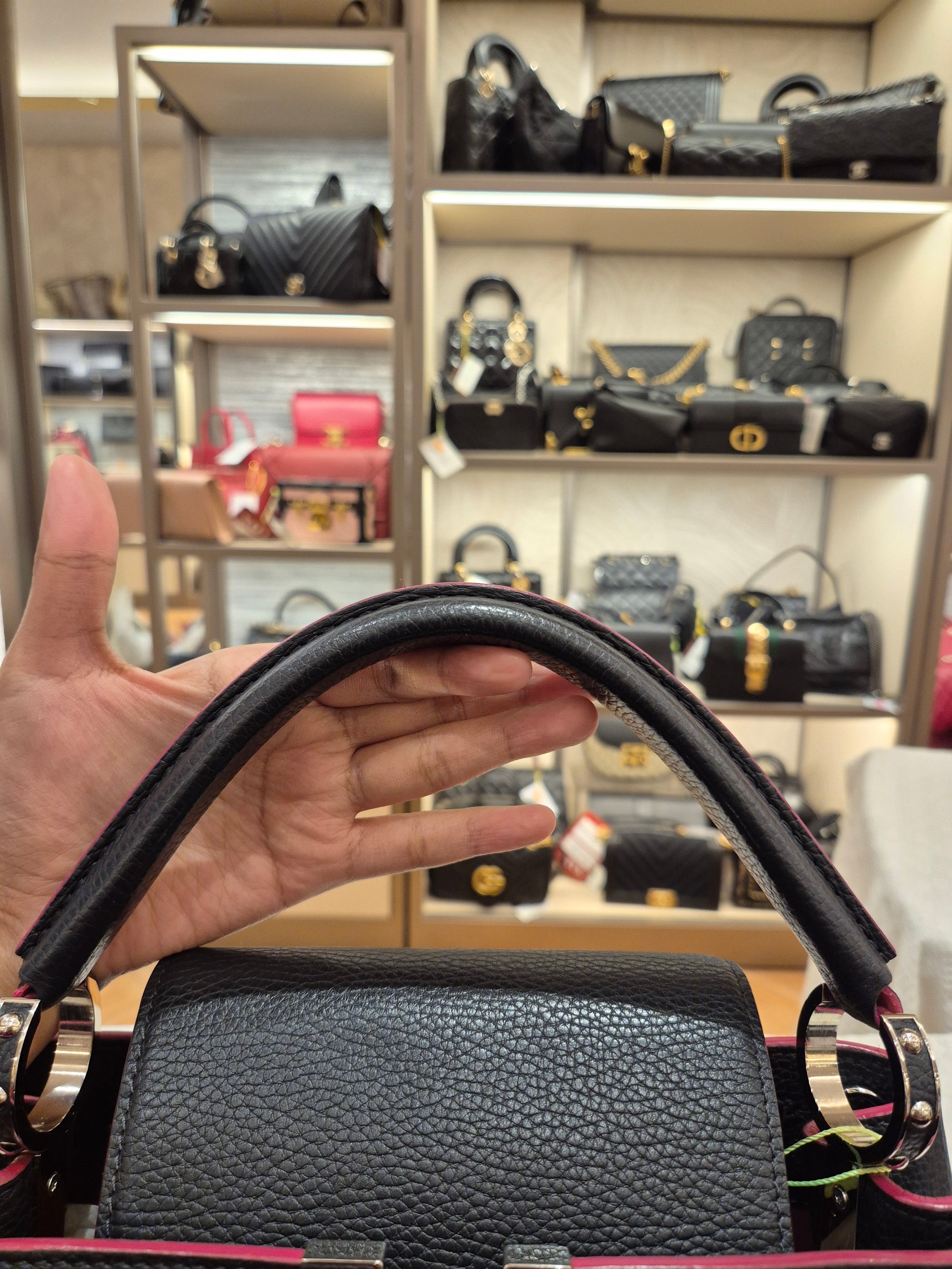 Louis Vuitton Capucines MM Black Fuschia