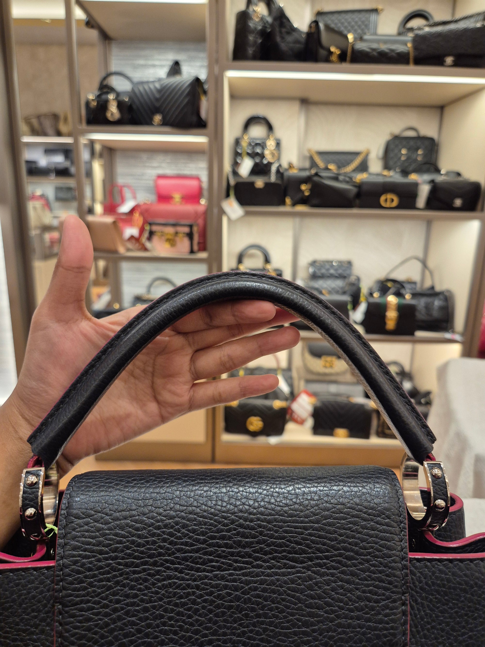 Louis Vuitton Capucines MM Black Fuschia