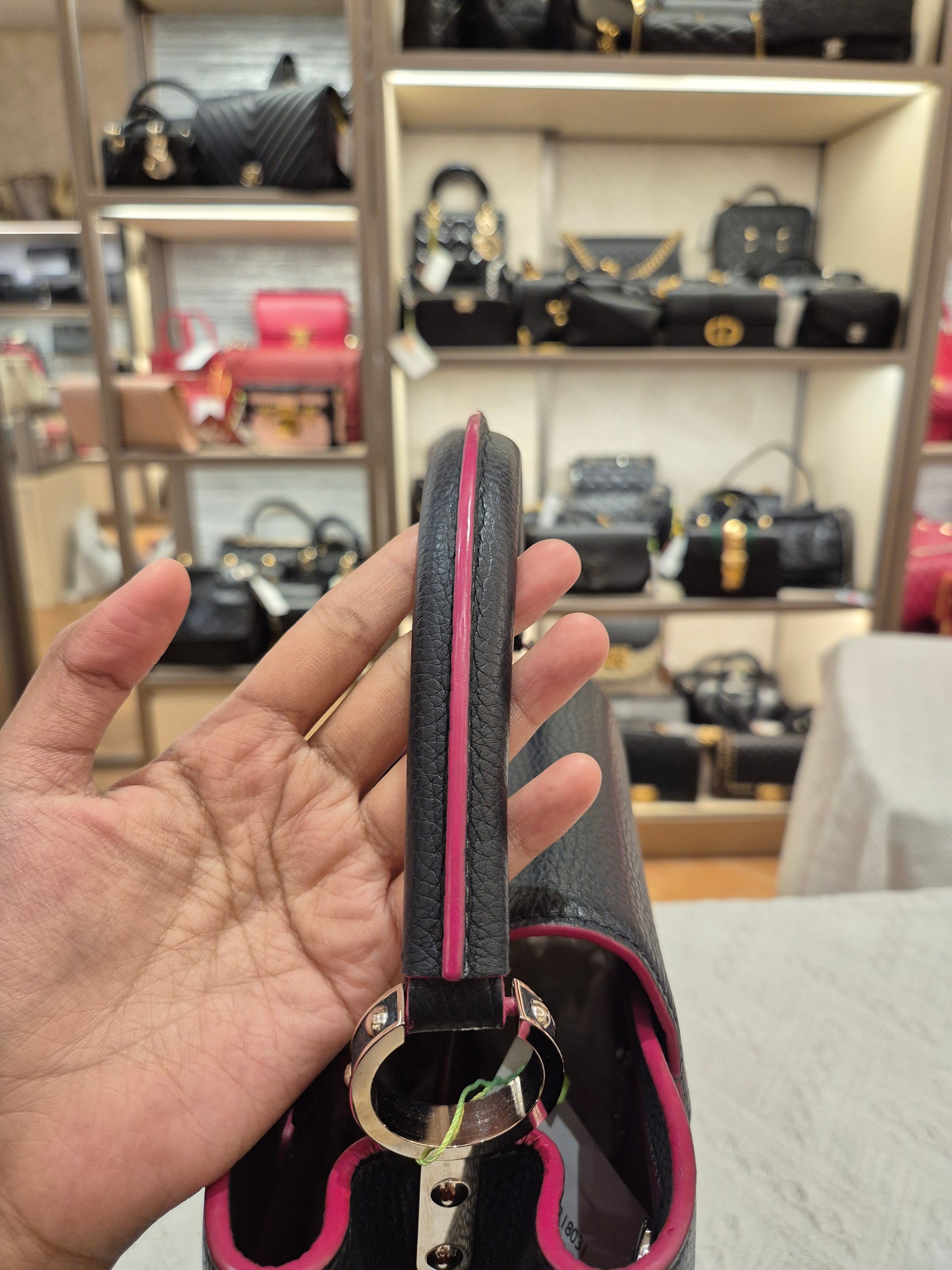 Louis Vuitton Capucines MM Black Fuschia