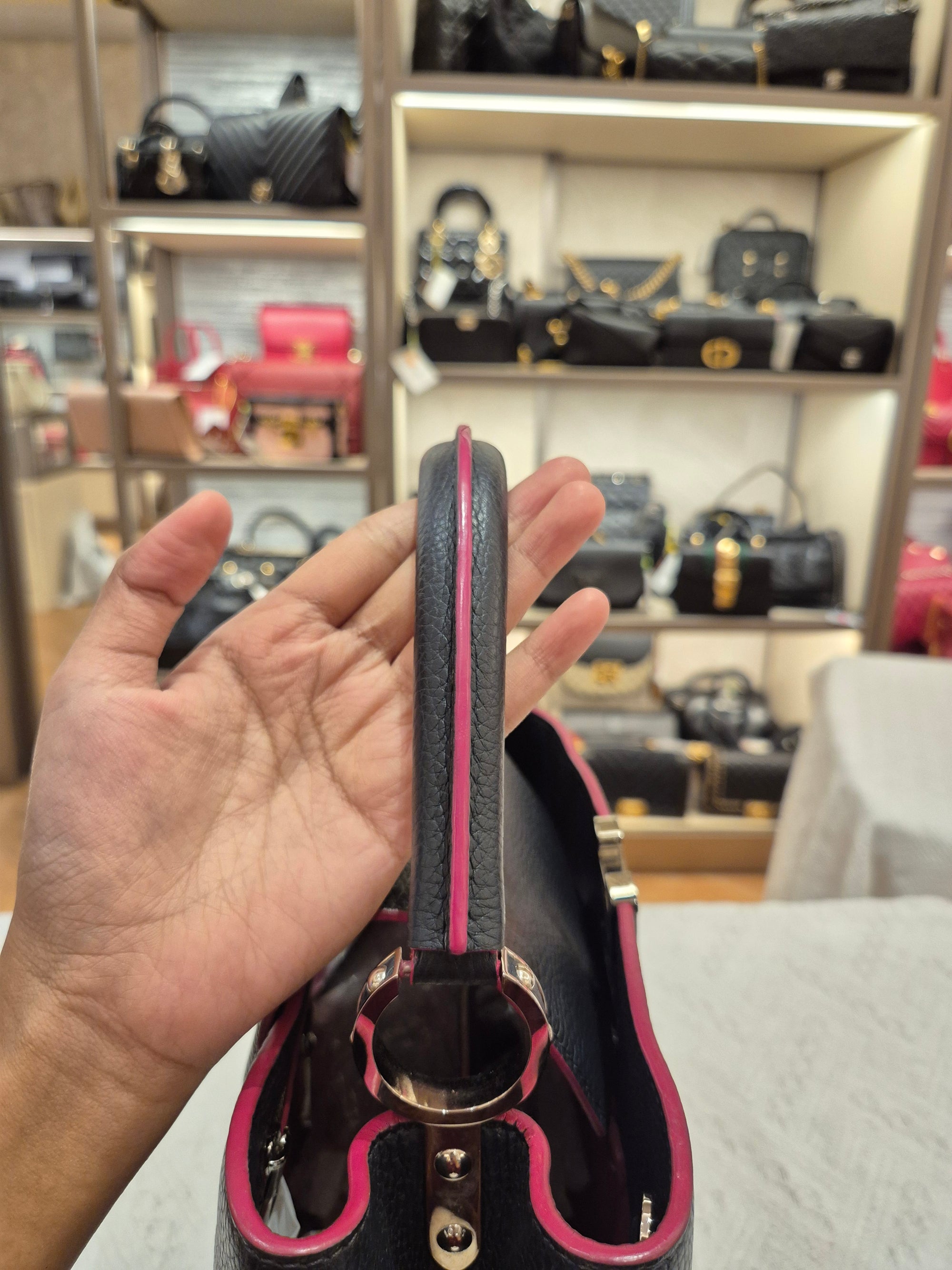 Louis Vuitton Capucines MM Black Fuschia