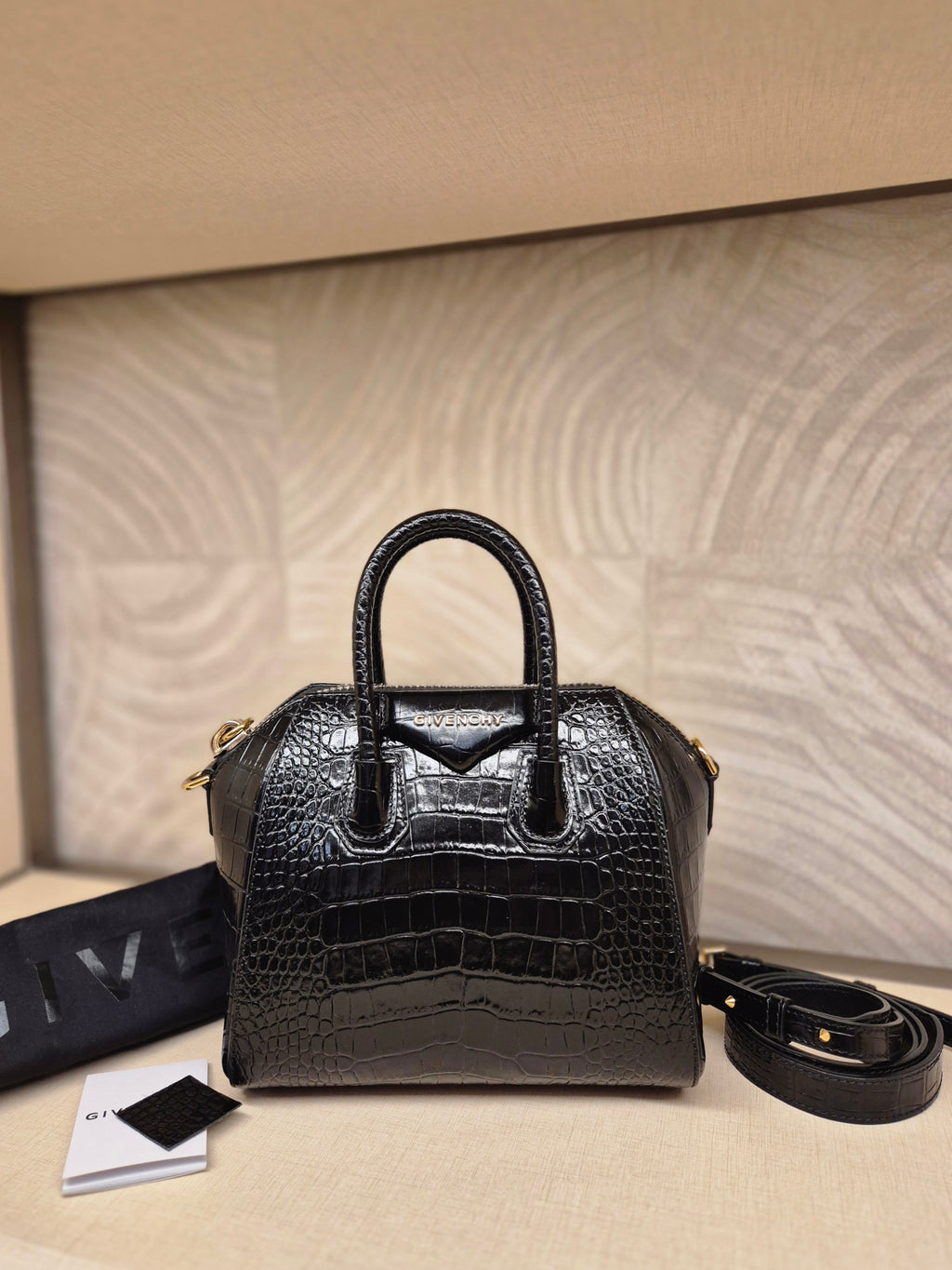 Givenchy Antigona Mini Croco Black
