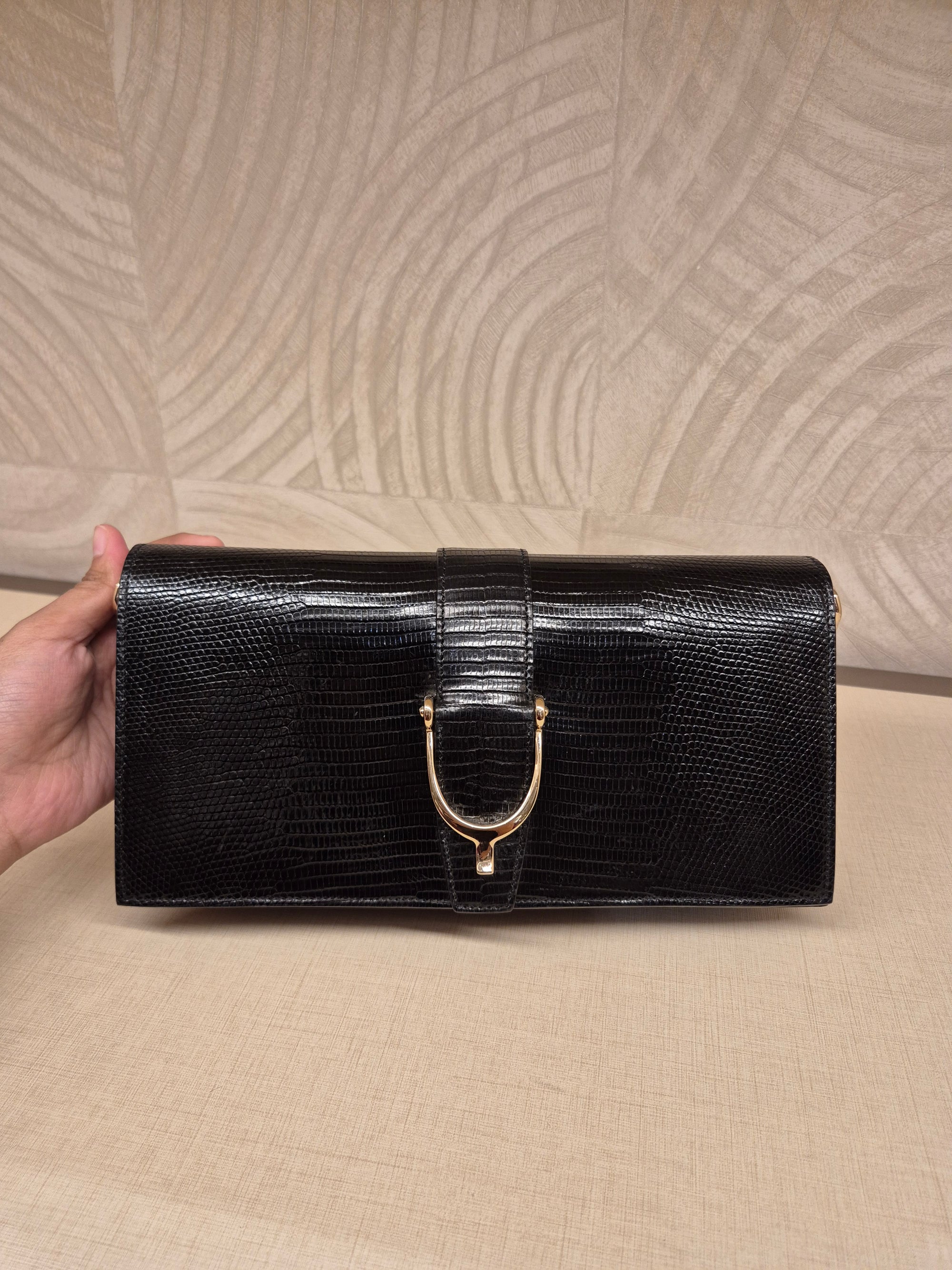 Gucci Phython Soft Stirrup Clutch Chain