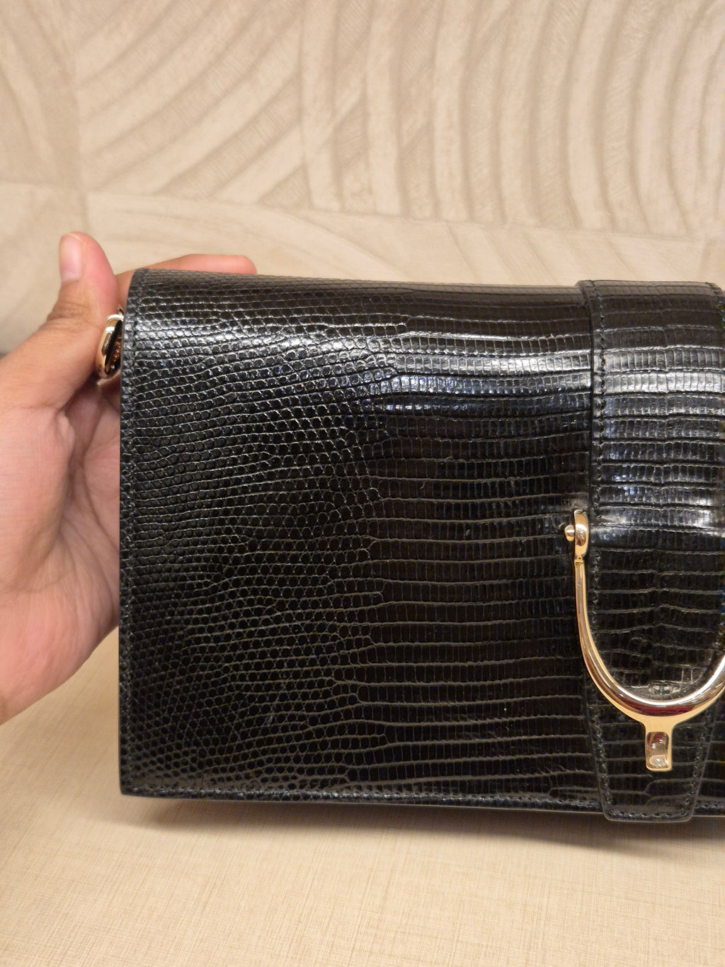 Gucci Phython Soft Stirrup Clutch Chain