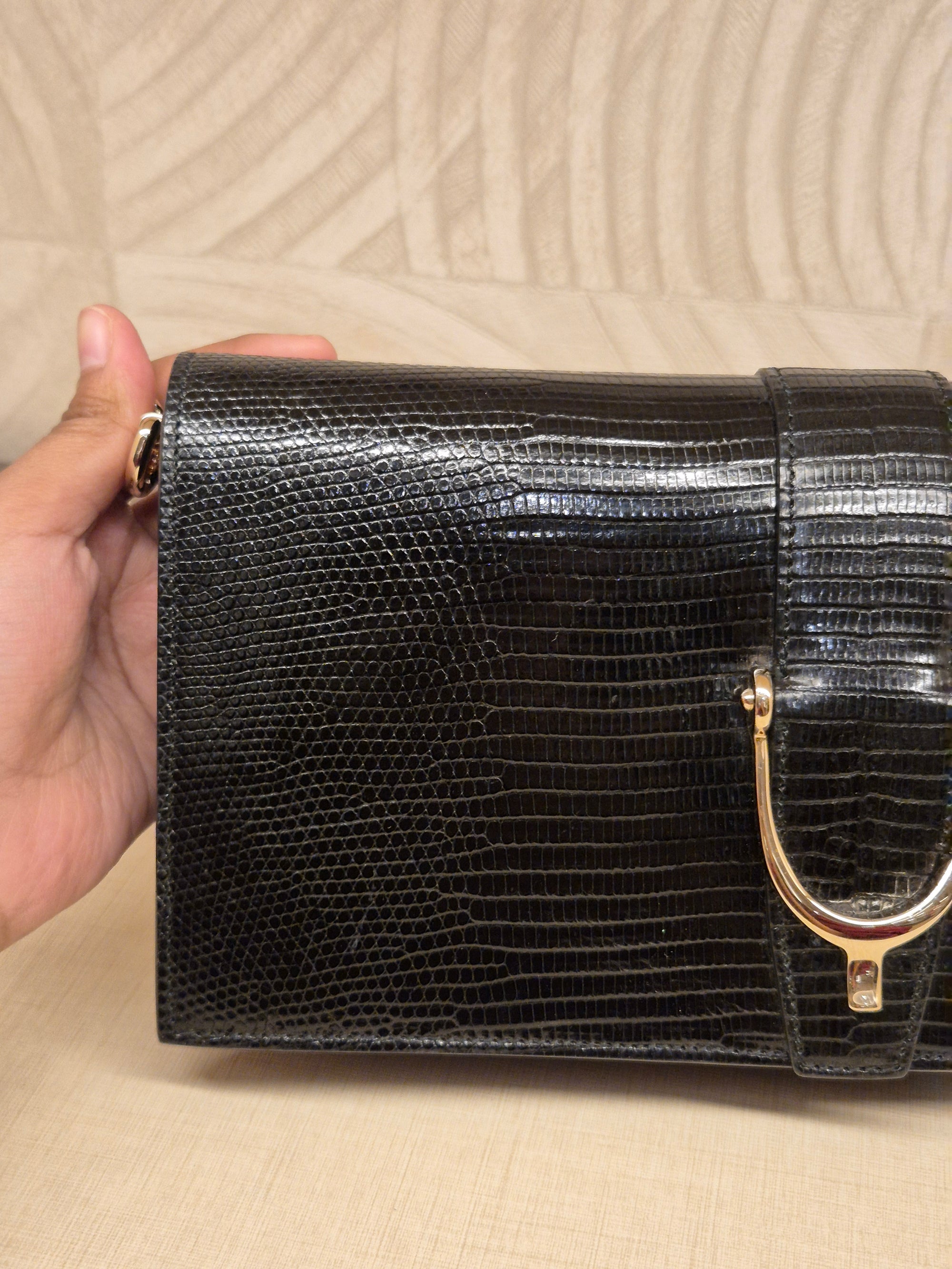 Gucci Phython Soft Stirrup Clutch Chain