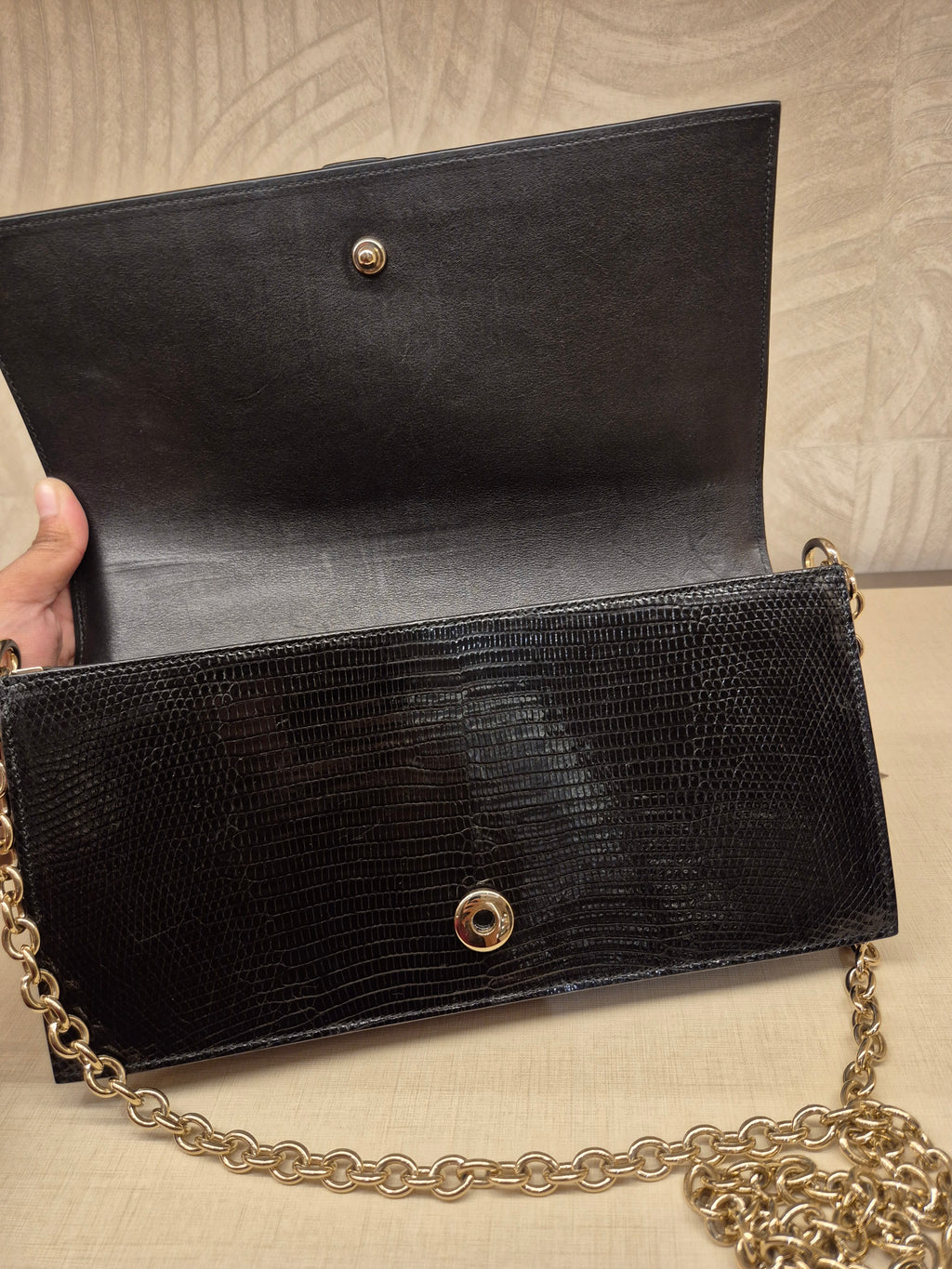 Gucci Phython Soft Stirrup Clutch Chain