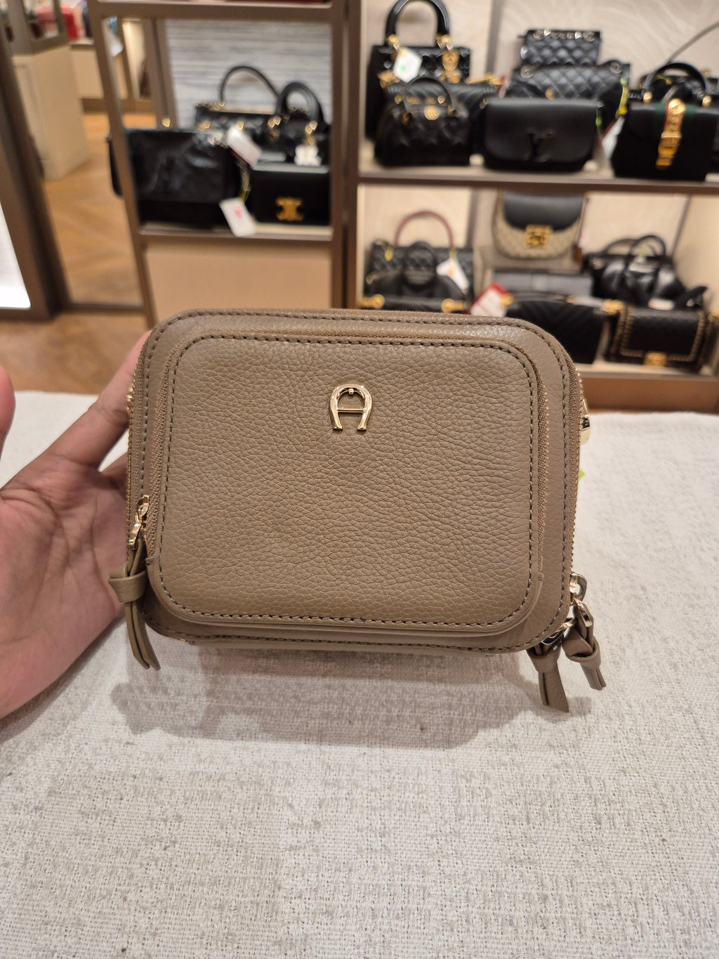 Aigner Zita Mini Camera Bag Taupe
