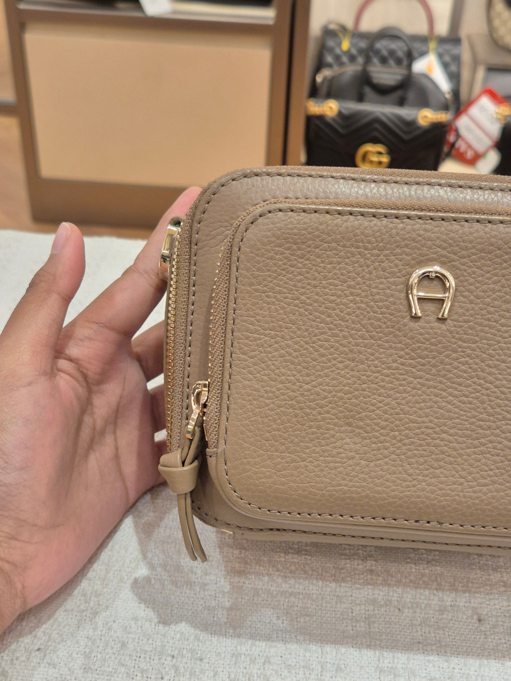 Aigner Zita Mini Camera Bag Taupe