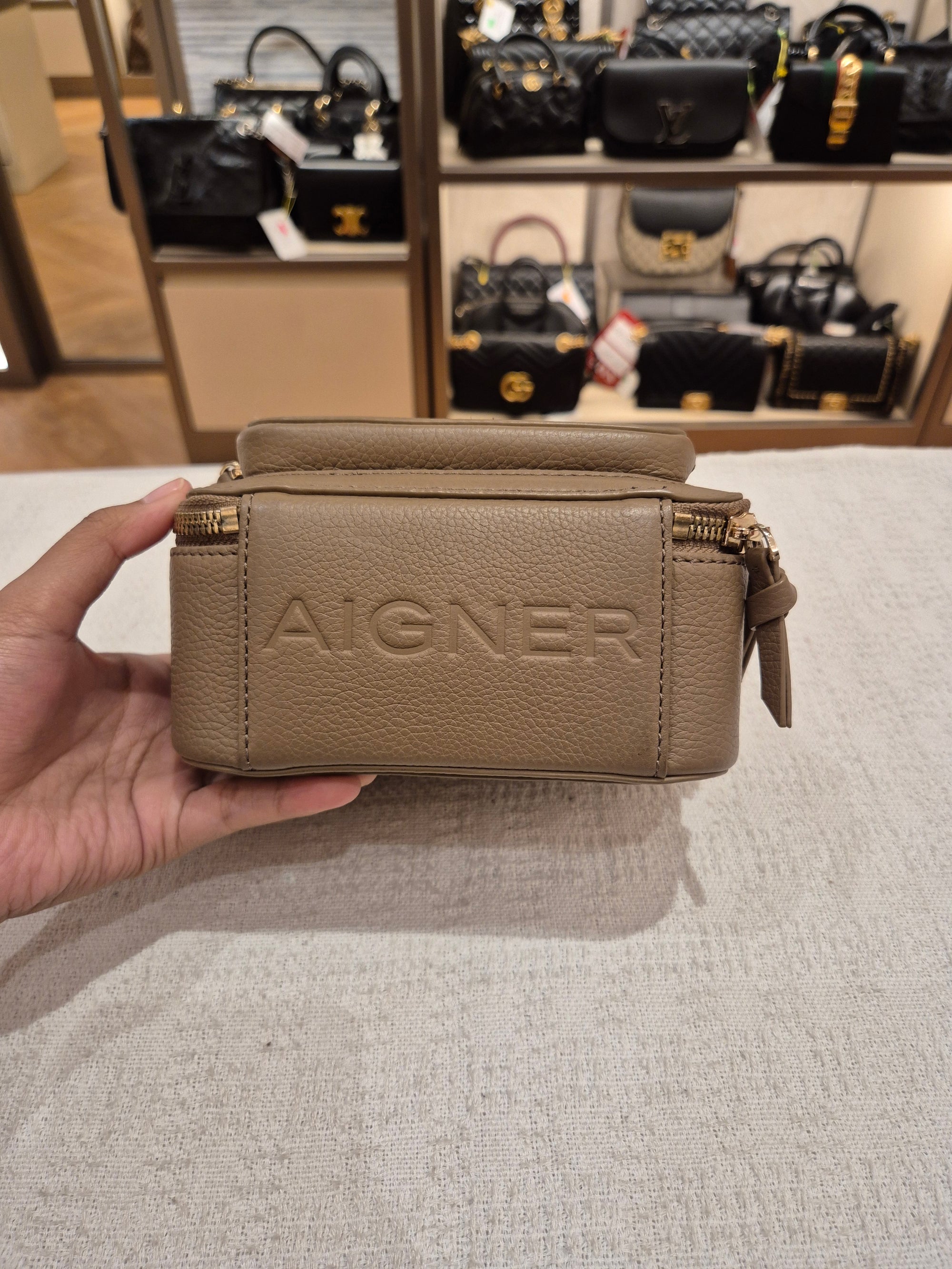 Aigner Zita Mini Camera Bag Taupe