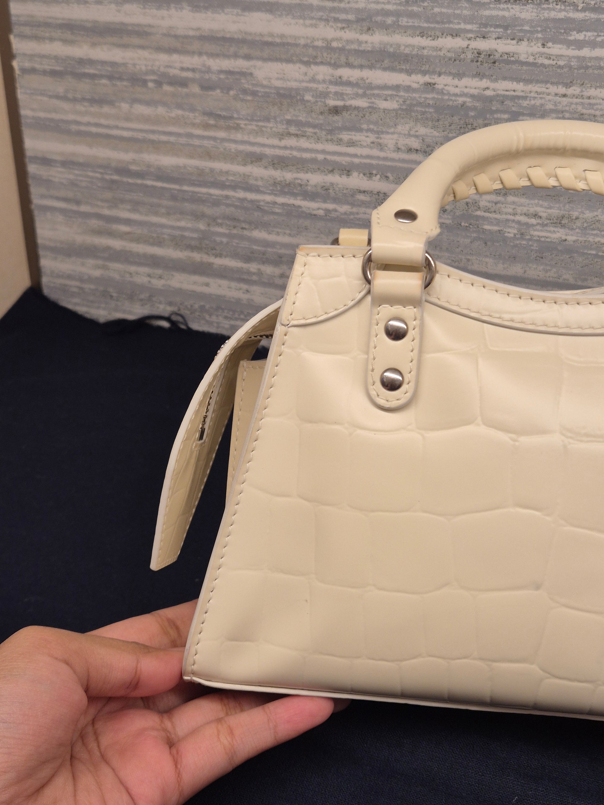 Balenciaga Neo Classic Mini Croco White