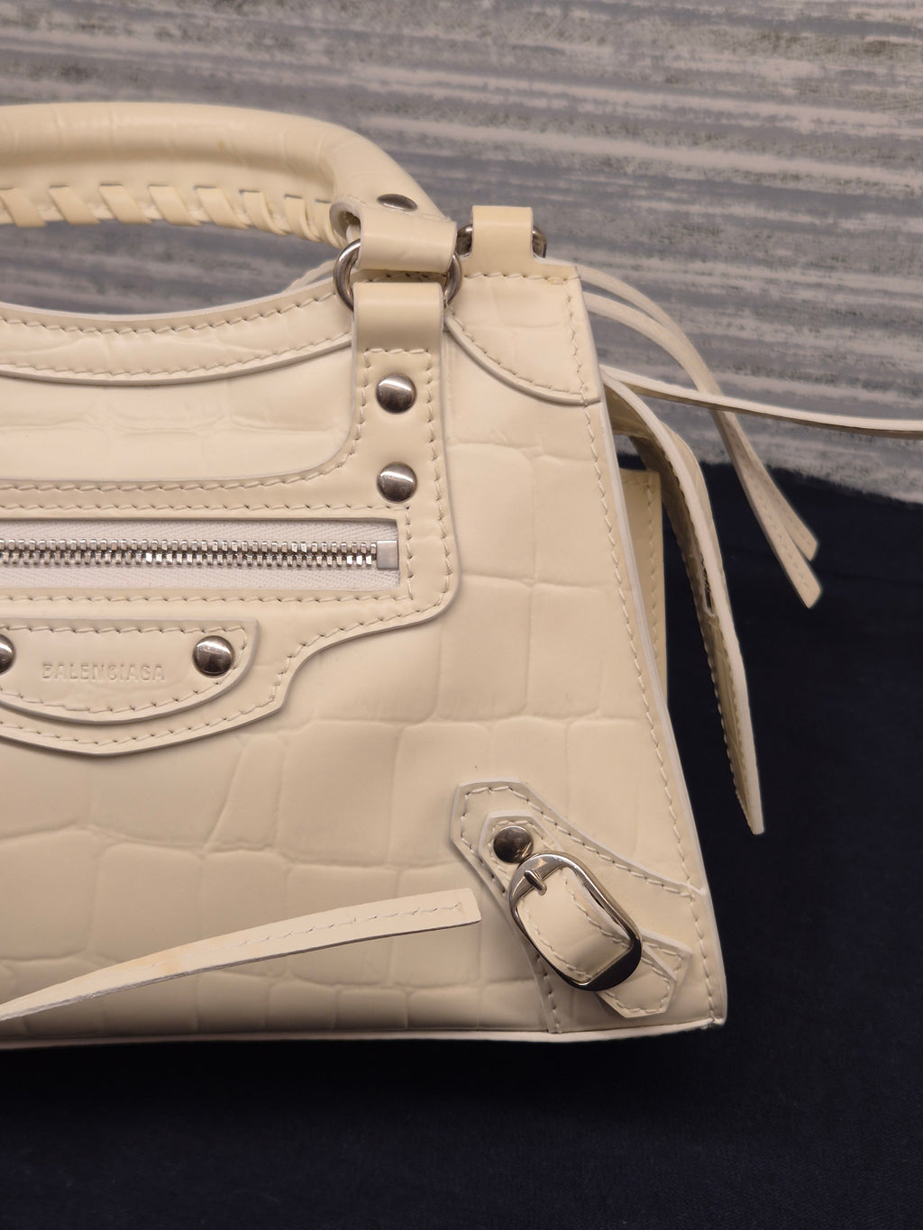 Balenciaga Neo Classic Mini Croco White