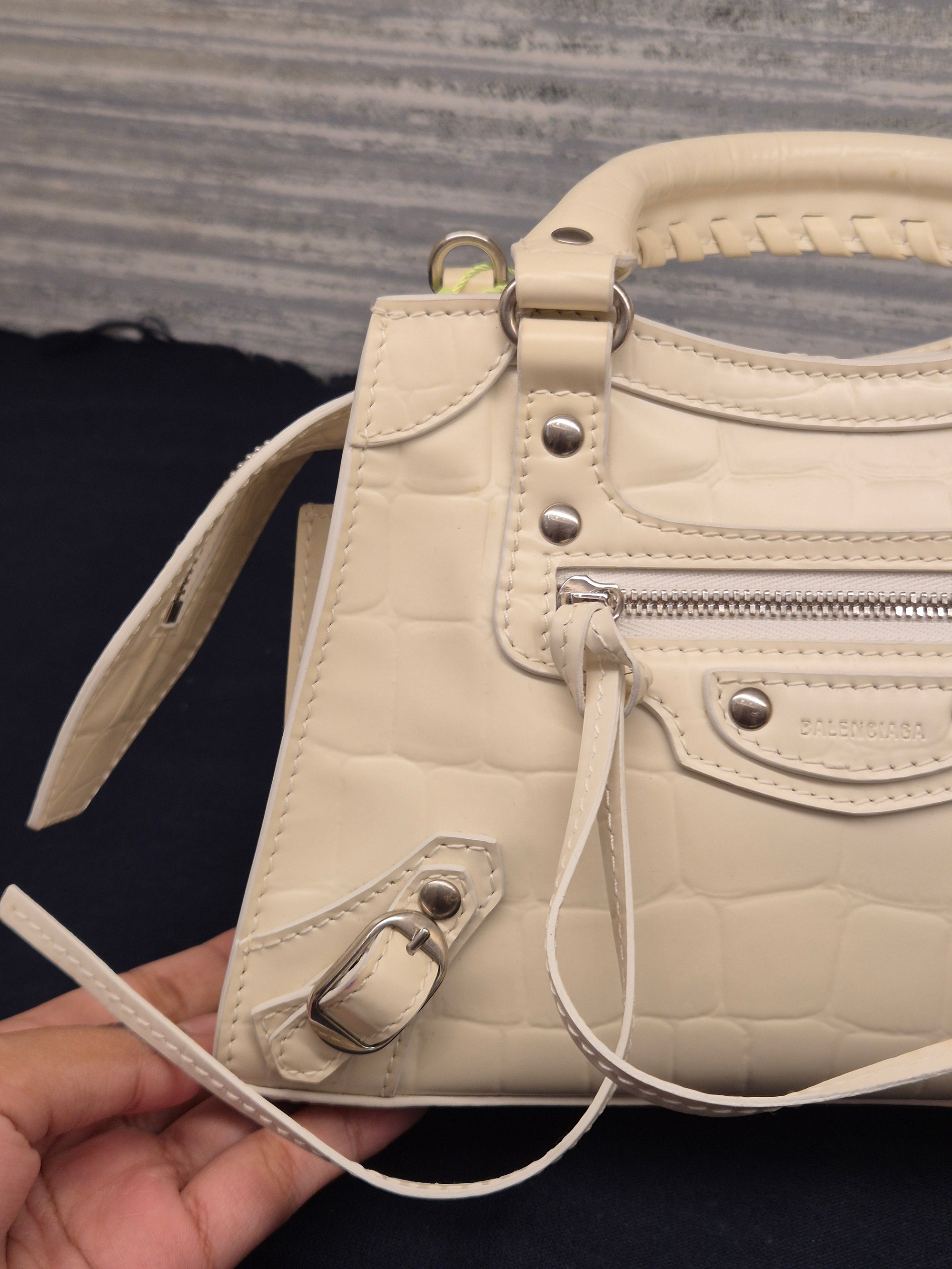 Balenciaga Neo Classic Mini Croco White