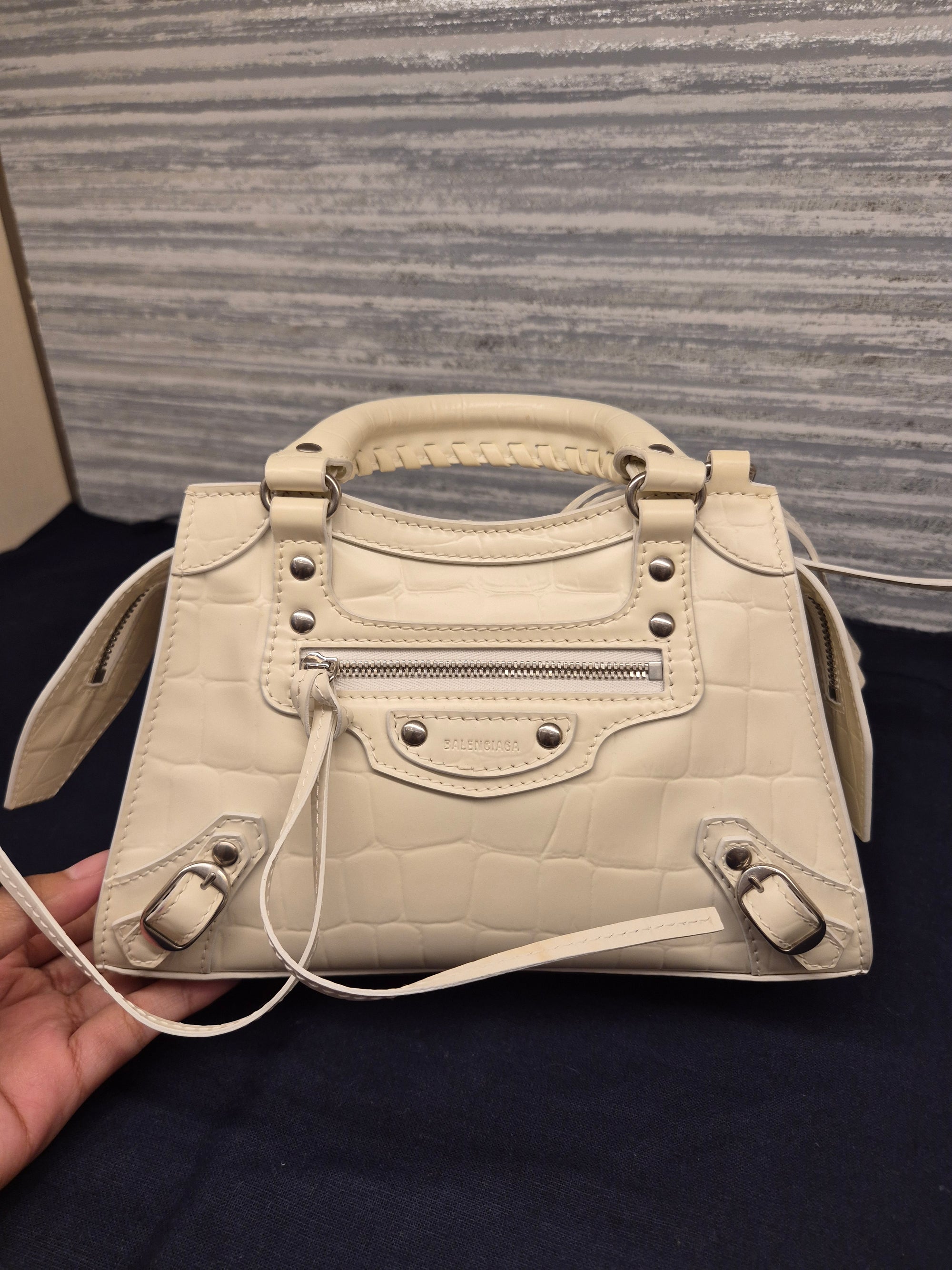 Balenciaga Neo Classic Mini Croco White