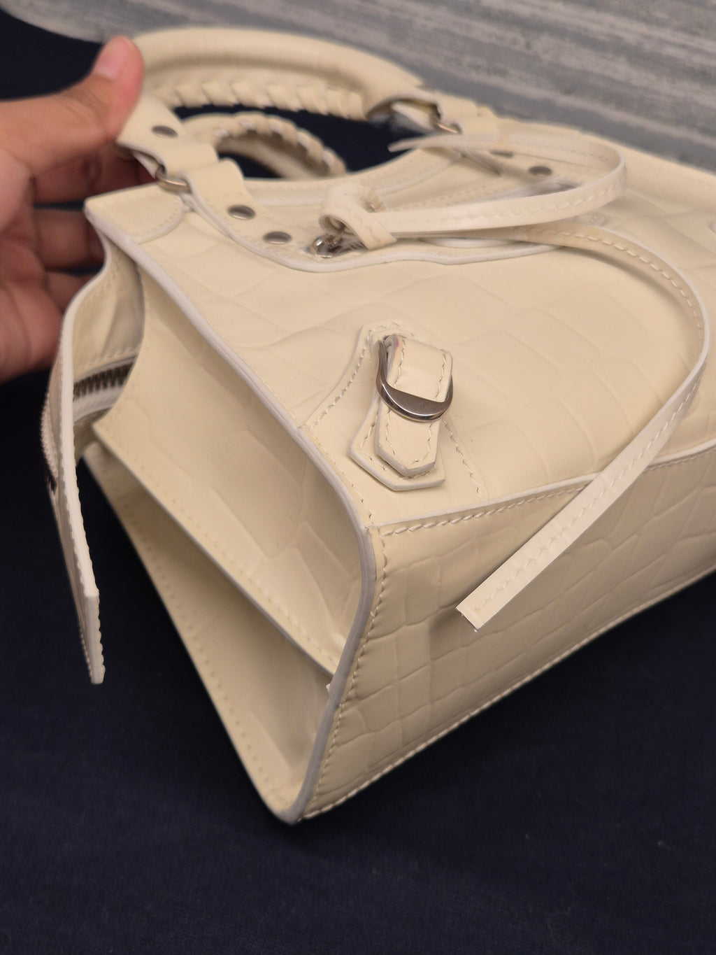 Balenciaga Neo Classic Mini Croco White