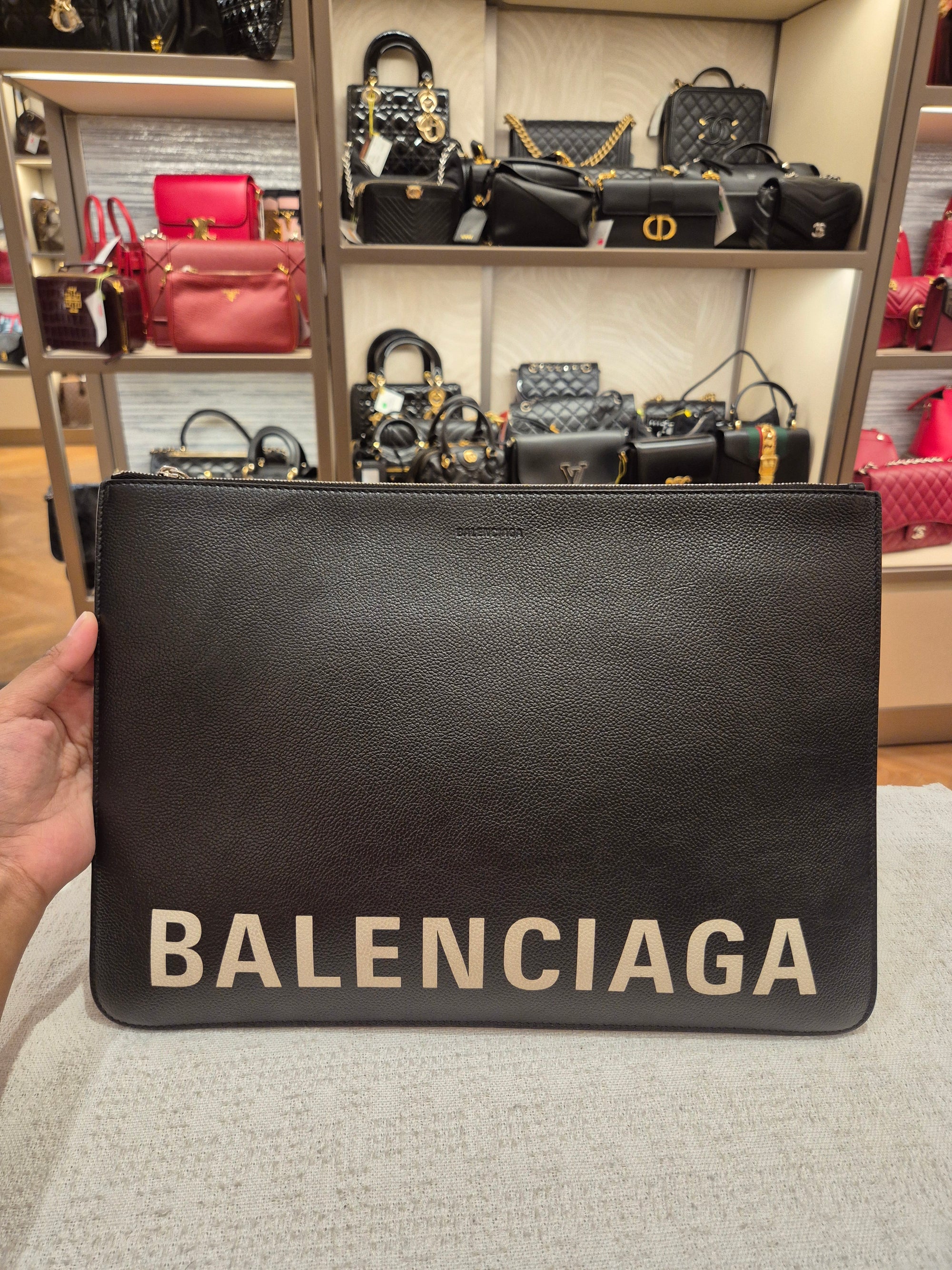 Balenciaga Clutch Text Logo