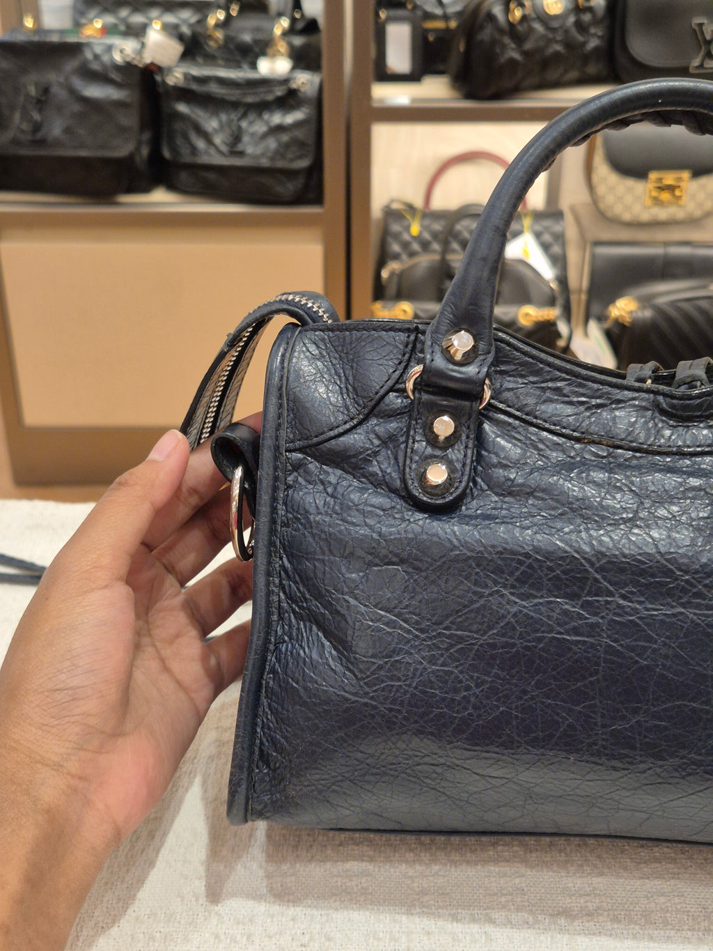 Balenciaga Mini Classic City Navy SHW