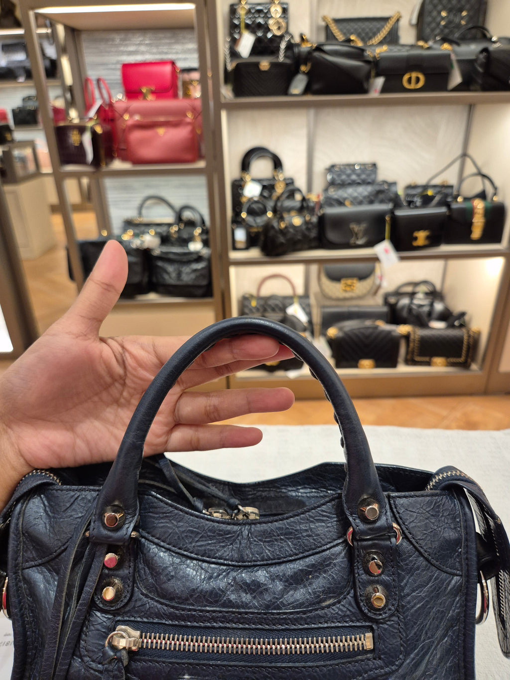 Balenciaga Mini Classic City Navy SHW