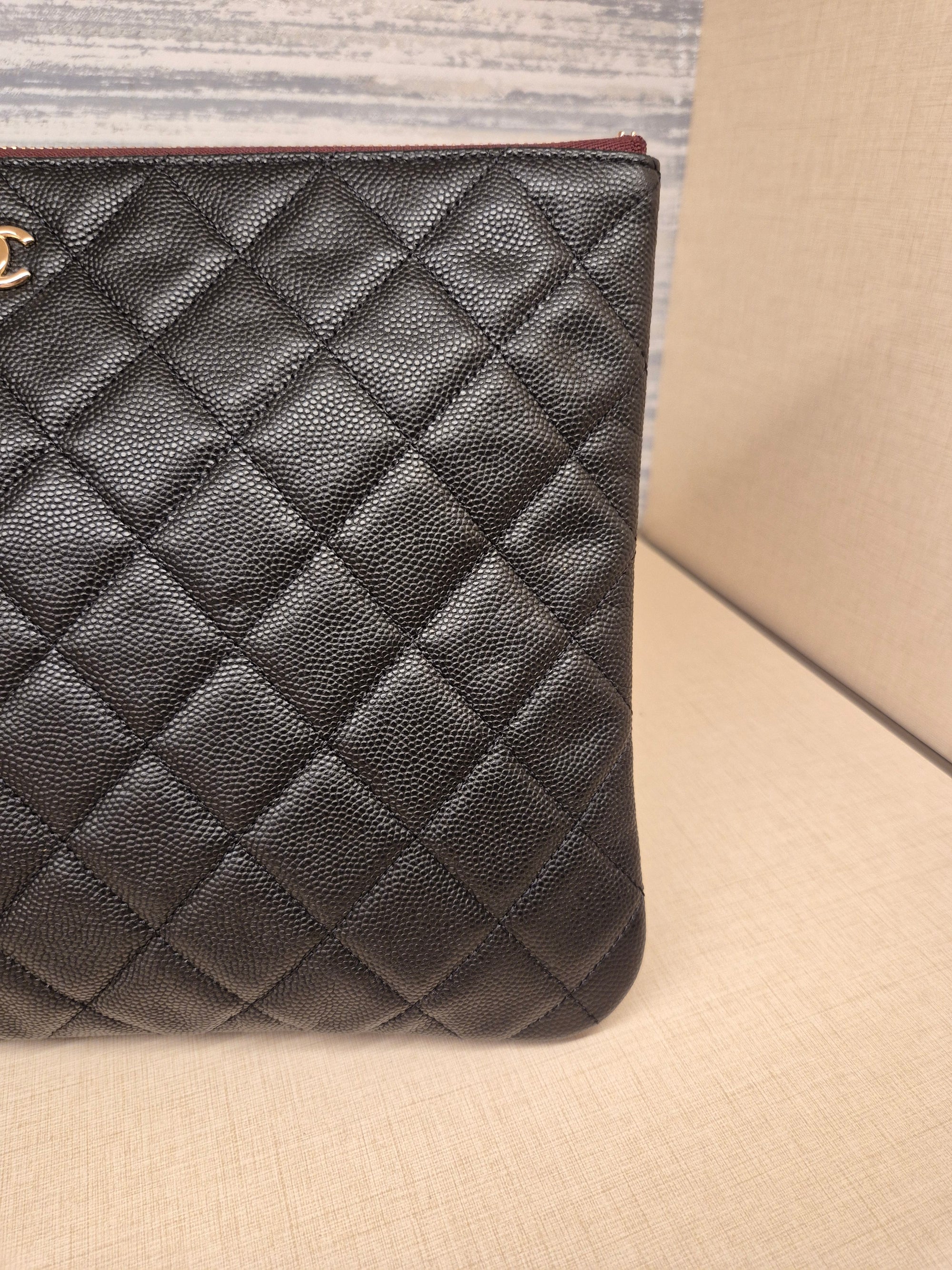 Chanel O-Case Pouch Medium Caviar Black