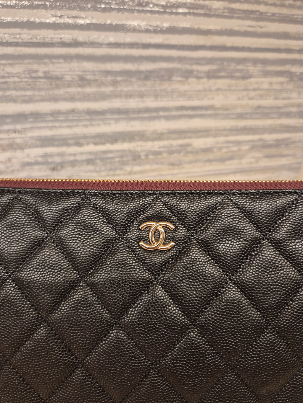 Chanel O-Case Pouch Medium Caviar Black