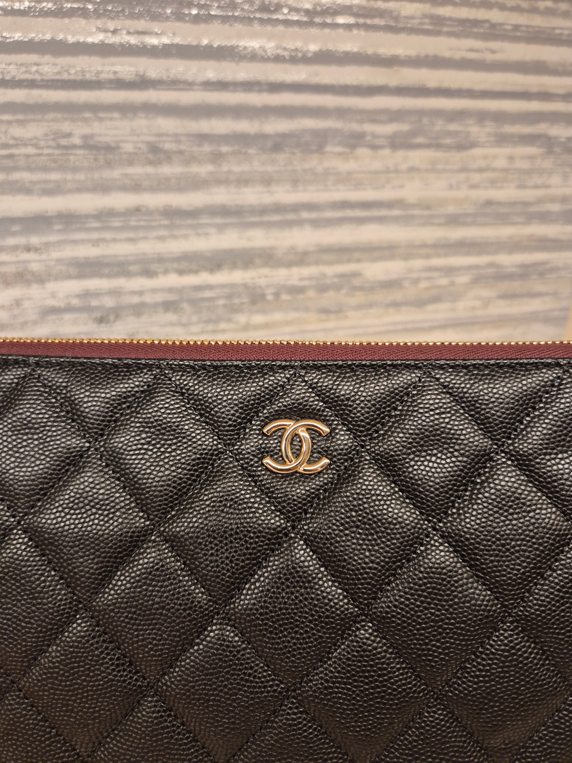Chanel O-Case Pouch Medium Caviar Black