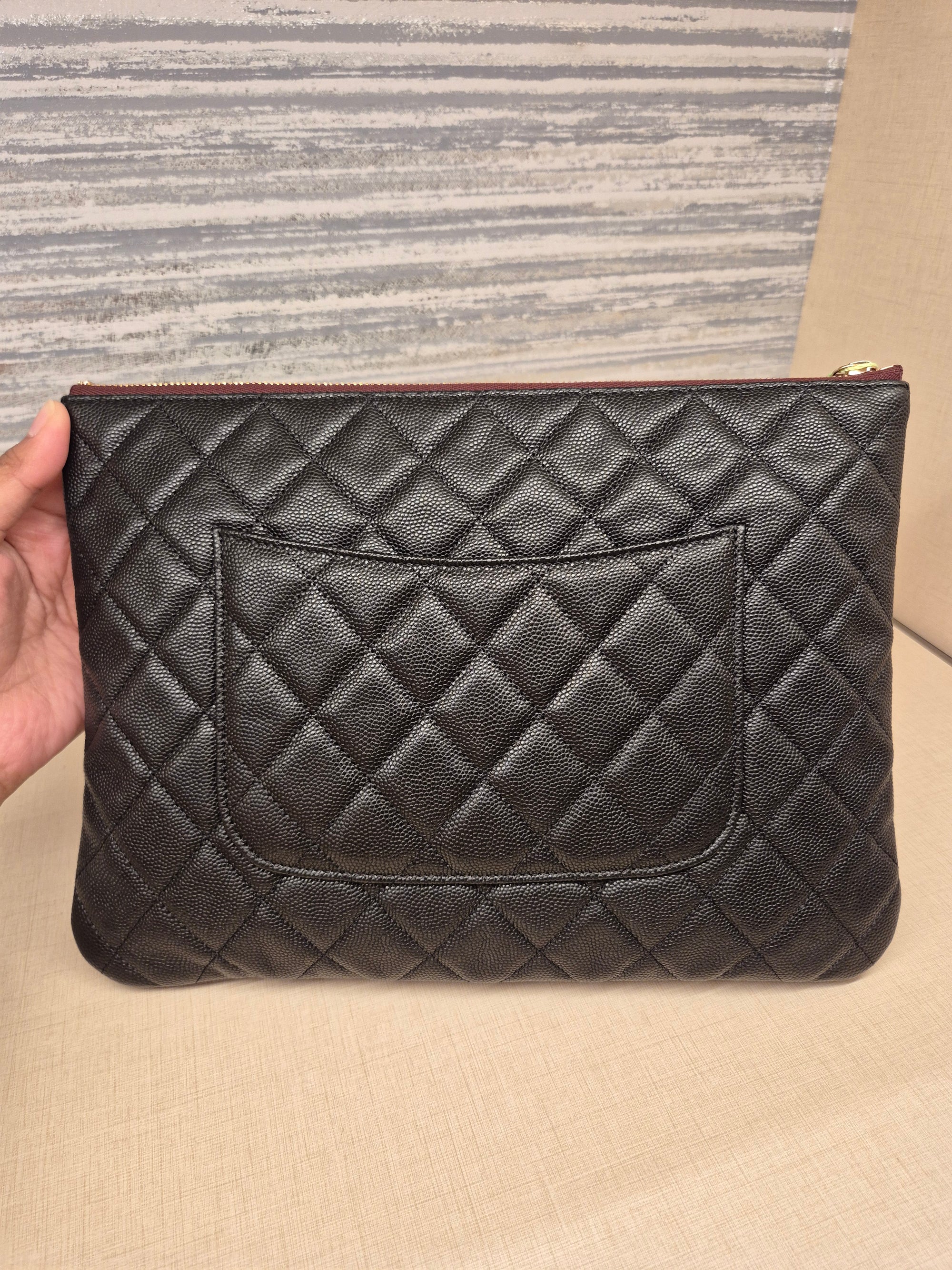 Chanel O-Case Pouch Medium Caviar Black