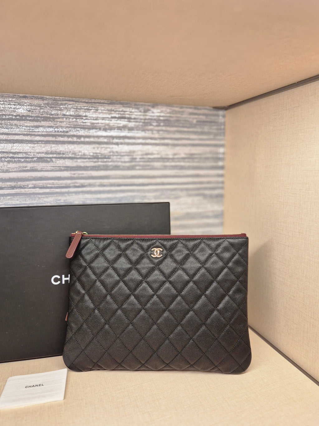 Chanel O-Case Pouch Medium Caviar Black