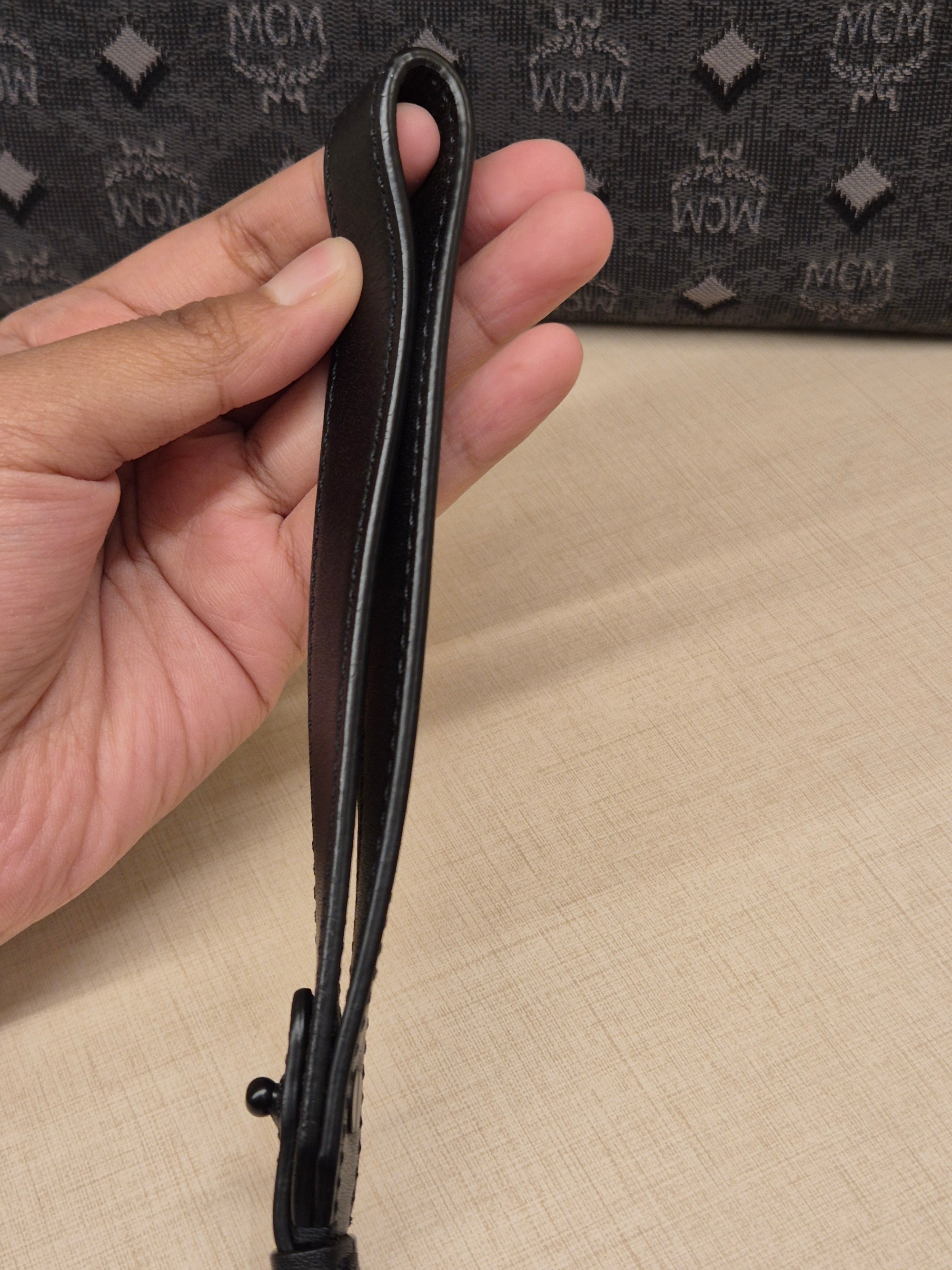 MCM Wrislet Clutch Jacquard Grey