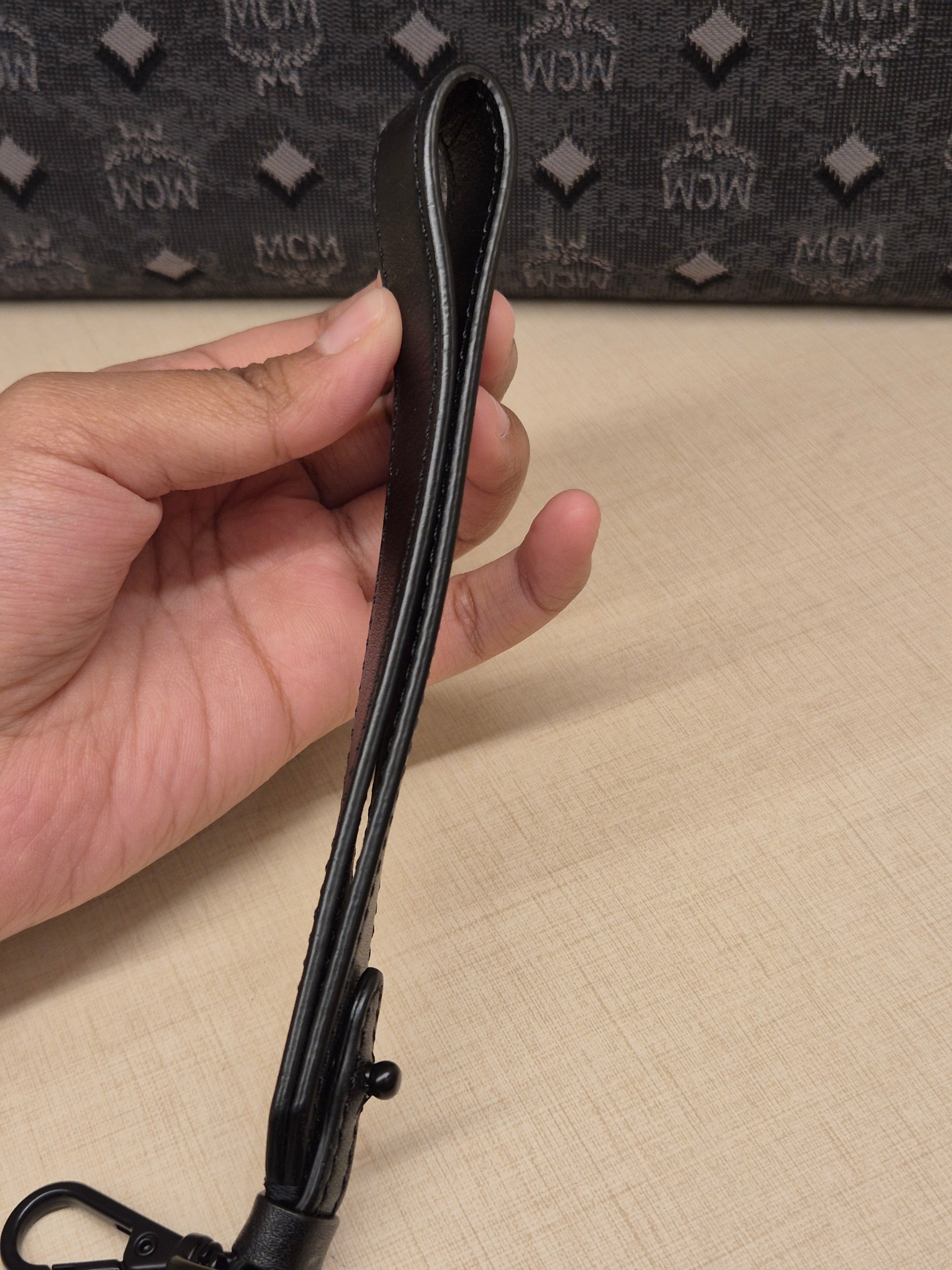 MCM Wrislet Clutch Jacquard Grey
