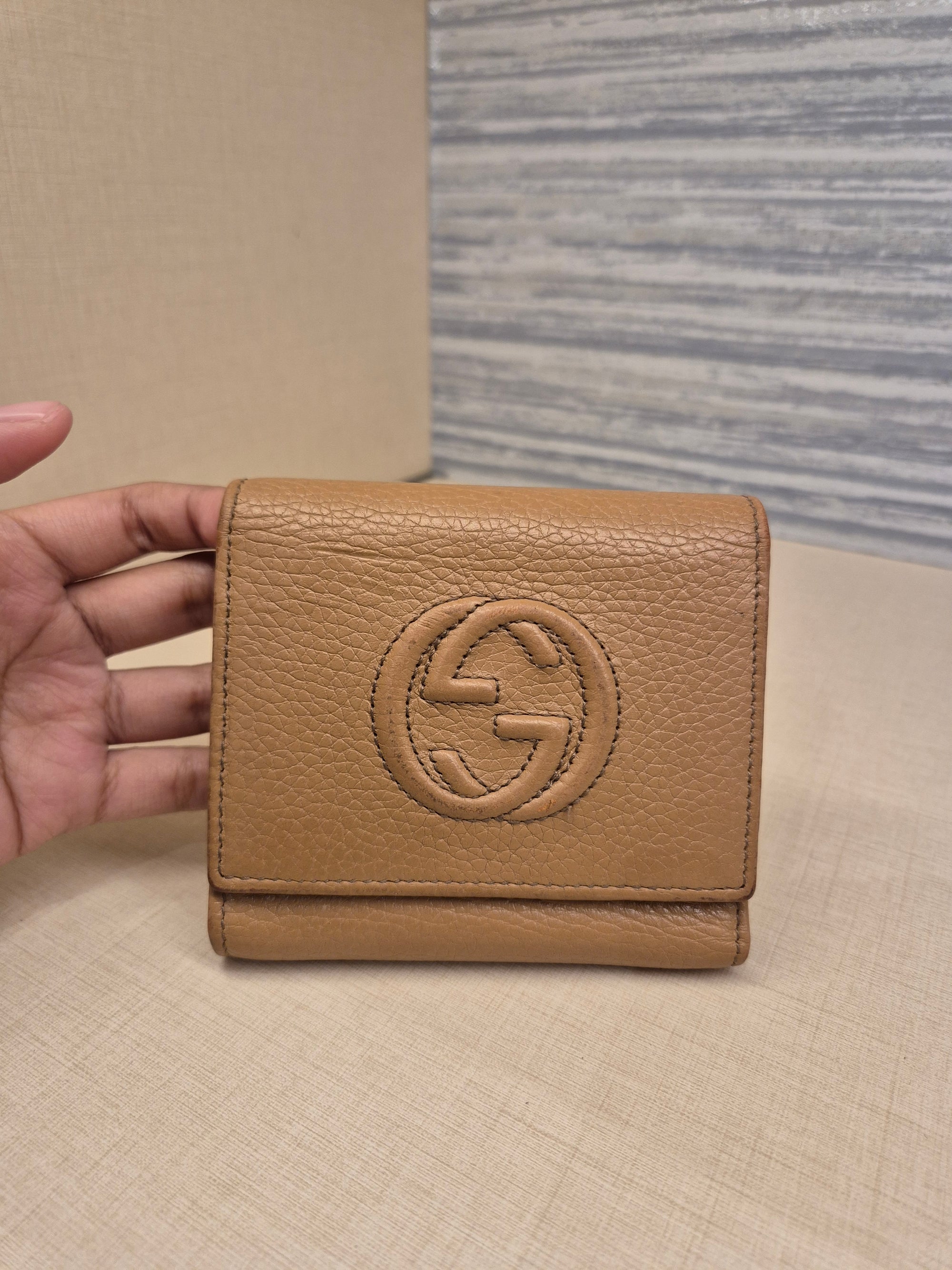 Gucci Soho Trifold Wallet Beige