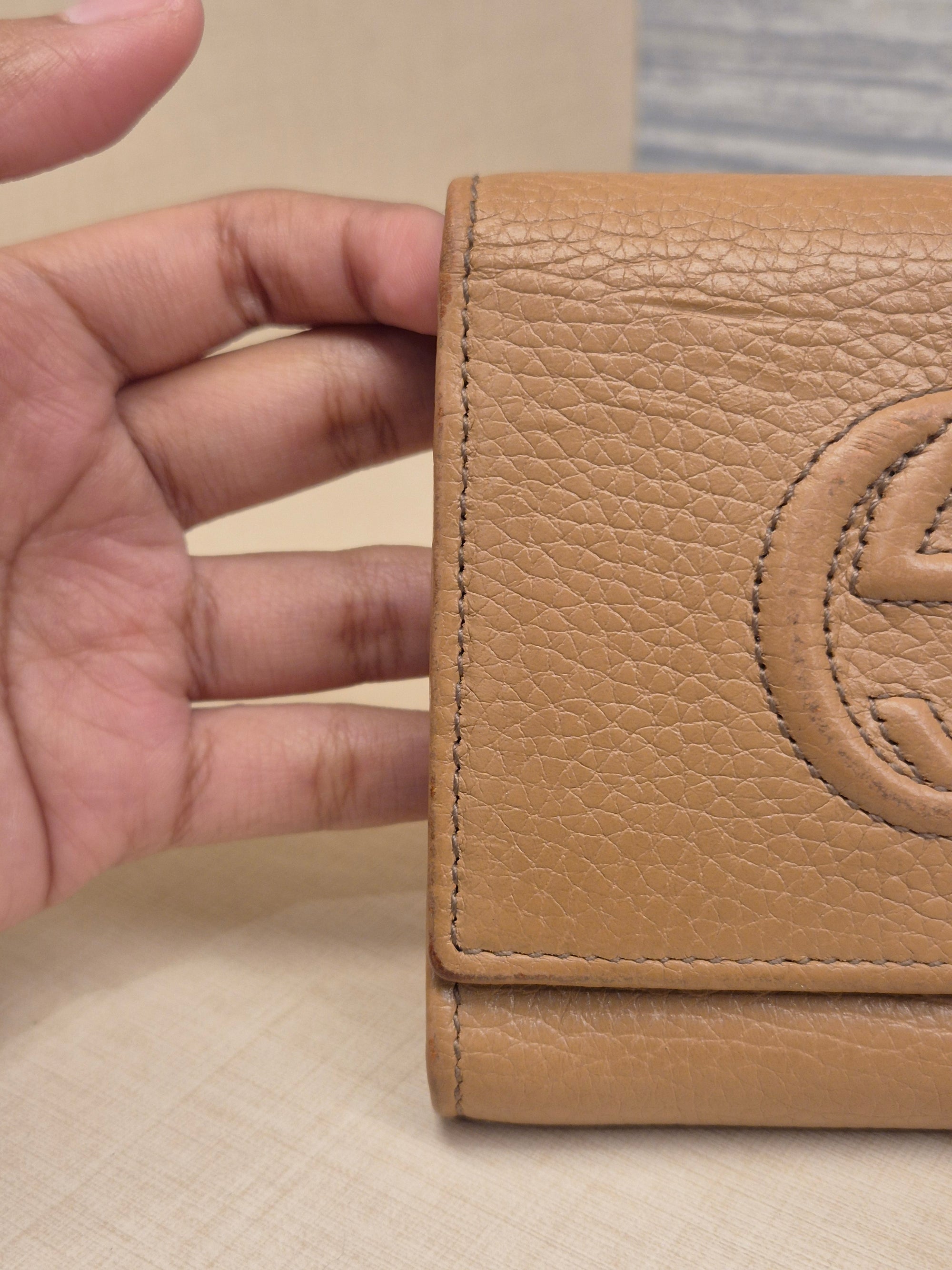 Gucci Soho Trifold Wallet Beige