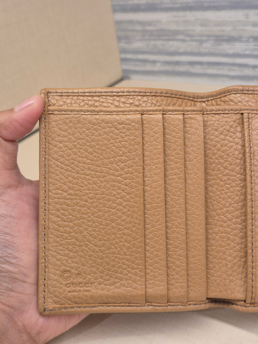 Gucci Soho Trifold Wallet Beige