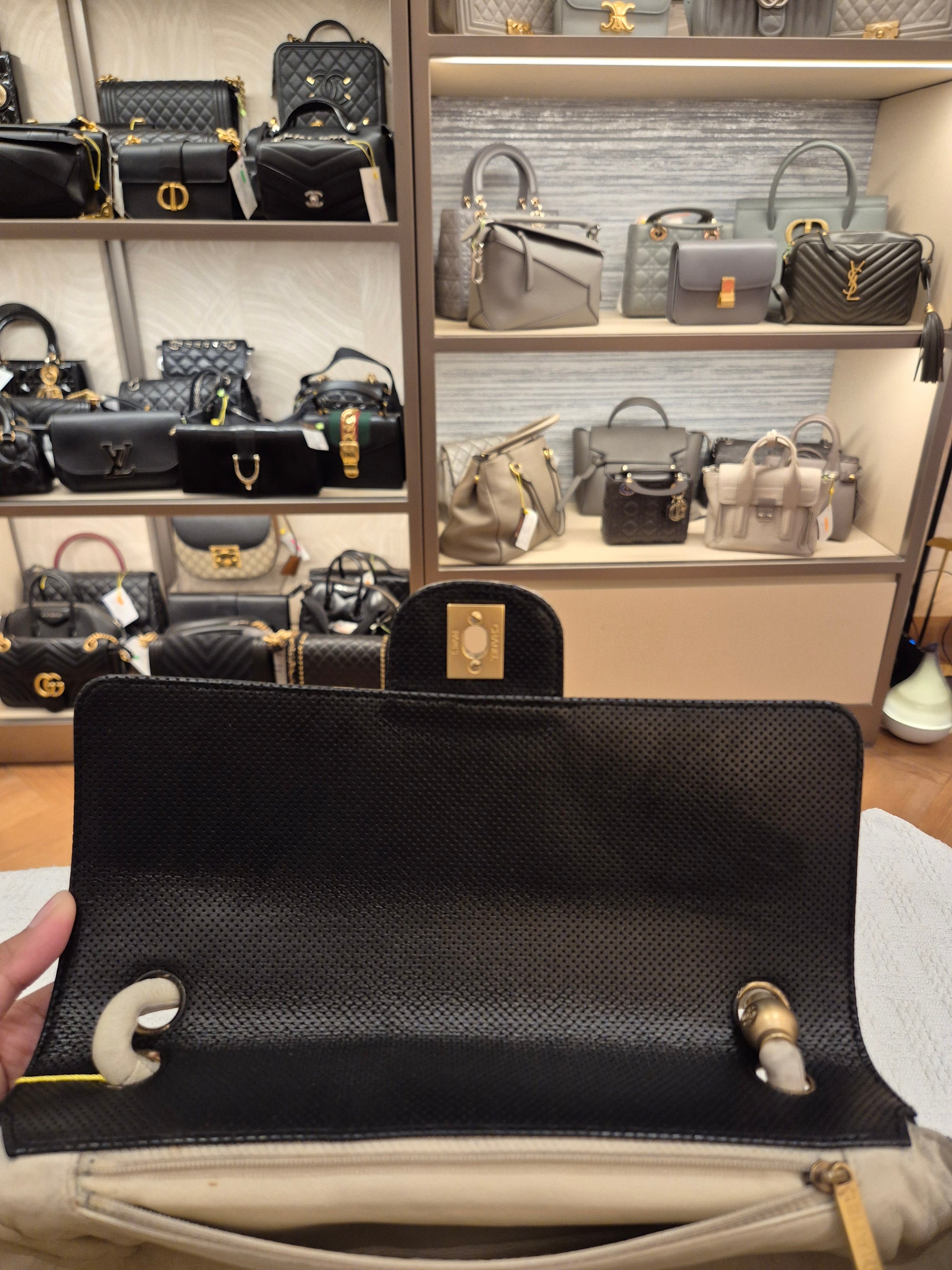 Chanel Perforated Flap Black and White