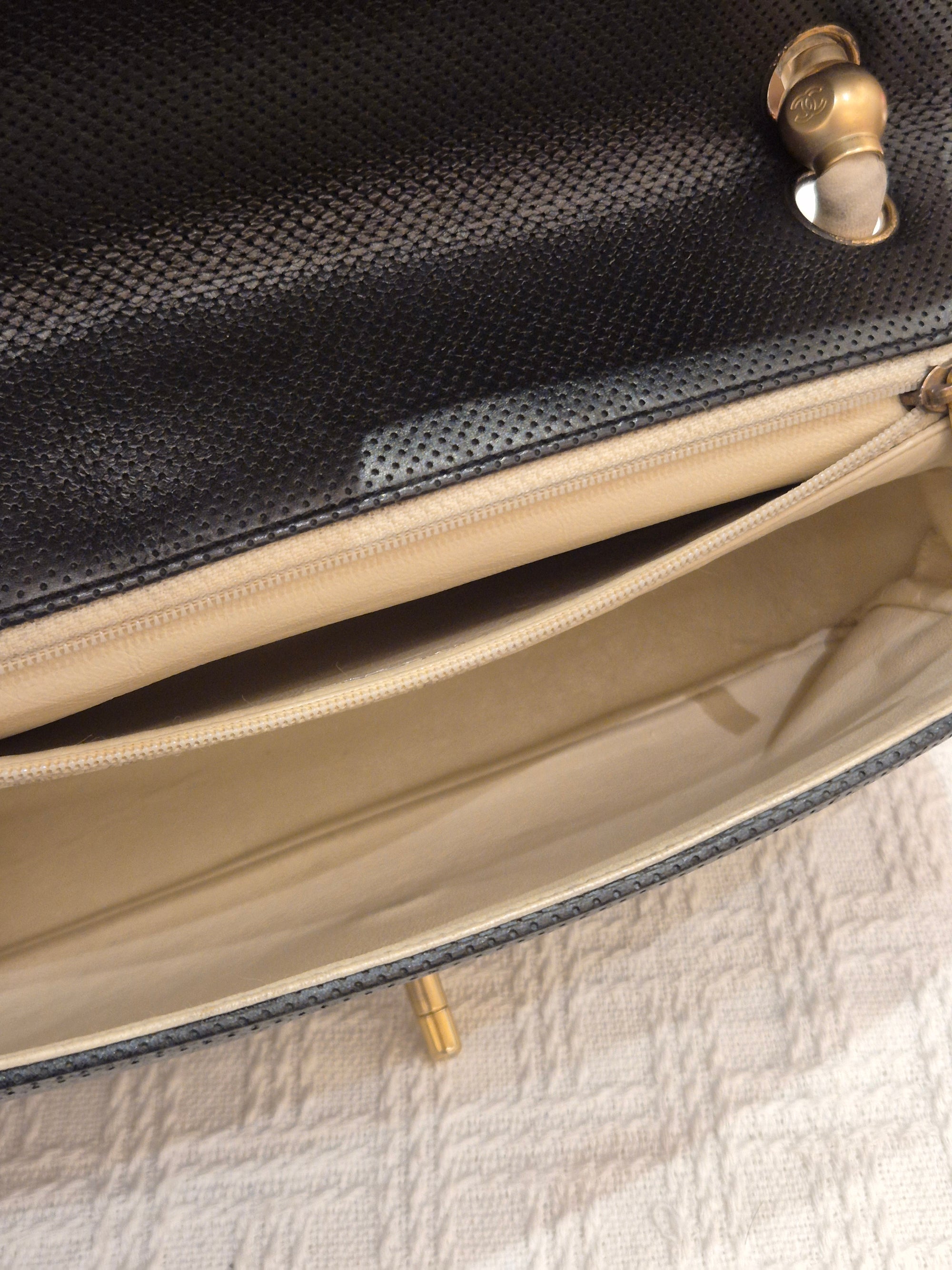 Chanel Perforated Flap Black and White