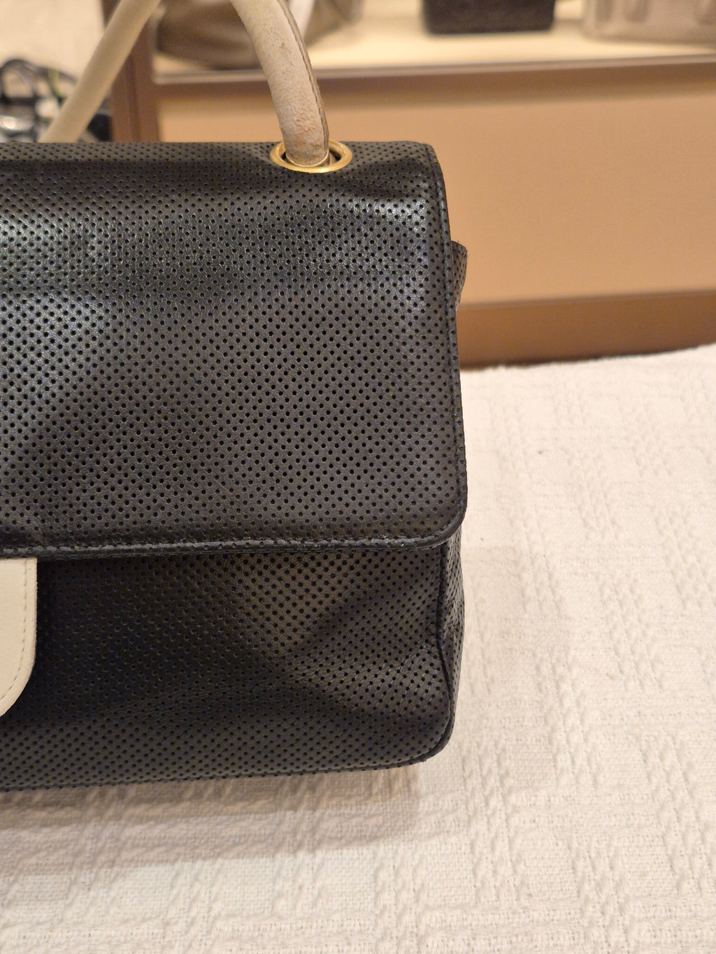 Chanel Perforated Flap Black and White