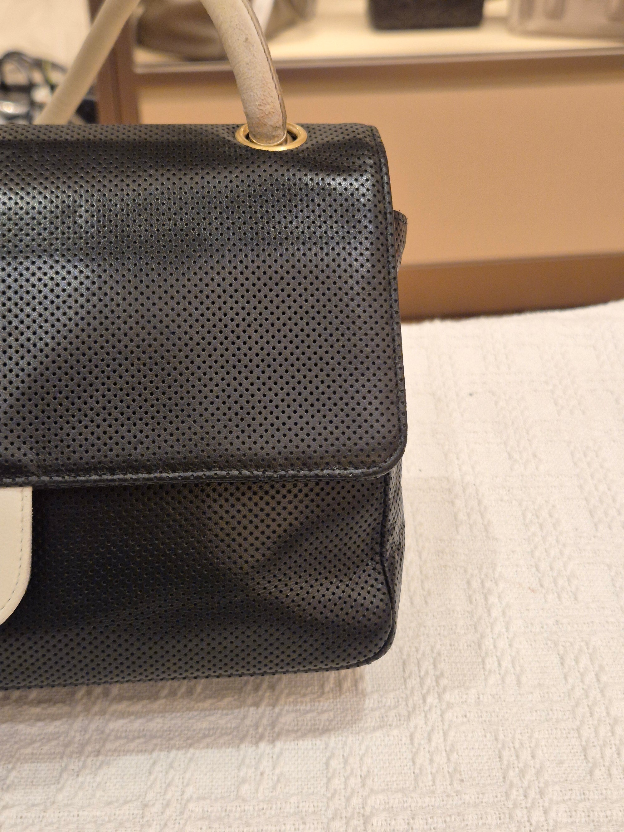 Chanel Perforated Flap Black and White