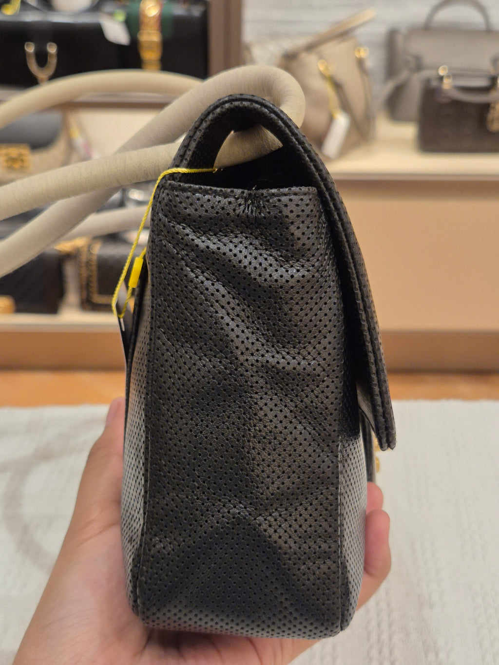 Chanel Perforated Flap Black and White