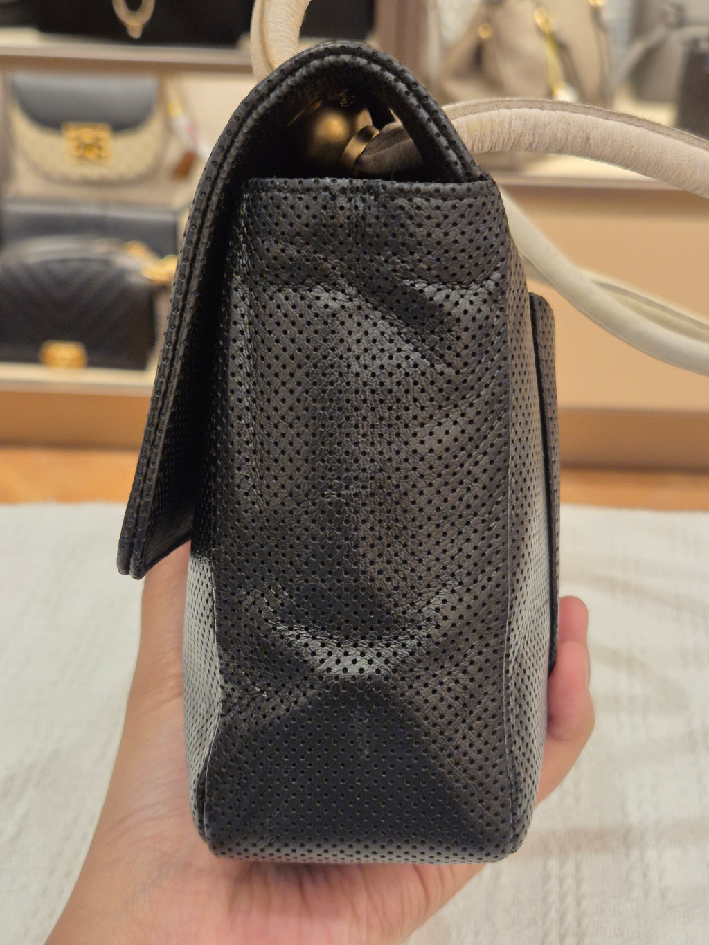 Chanel Perforated Flap Black and White