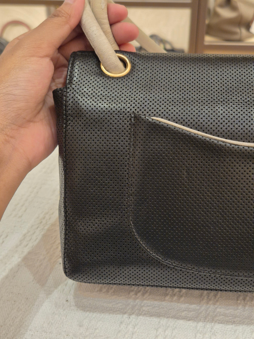 Chanel Perforated Flap Black and White