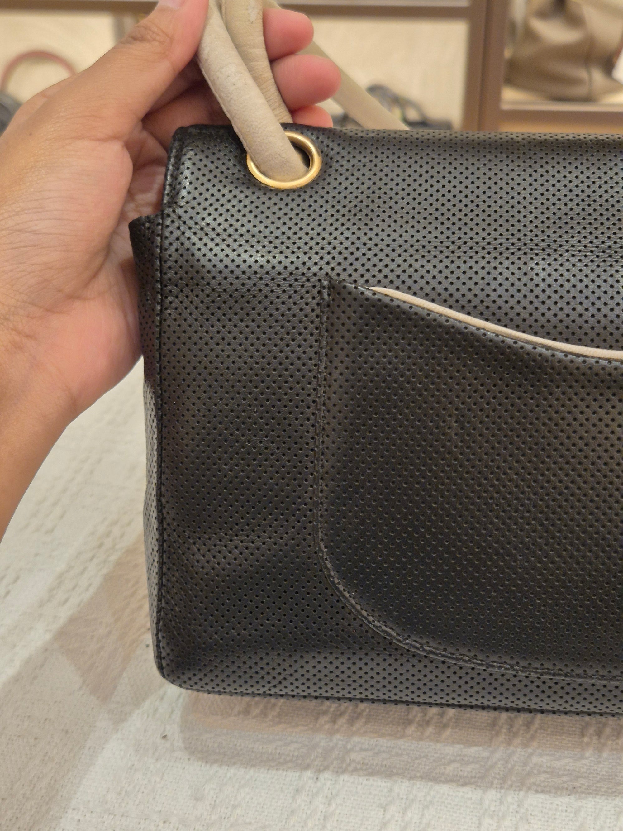 Chanel Perforated Flap Black and White