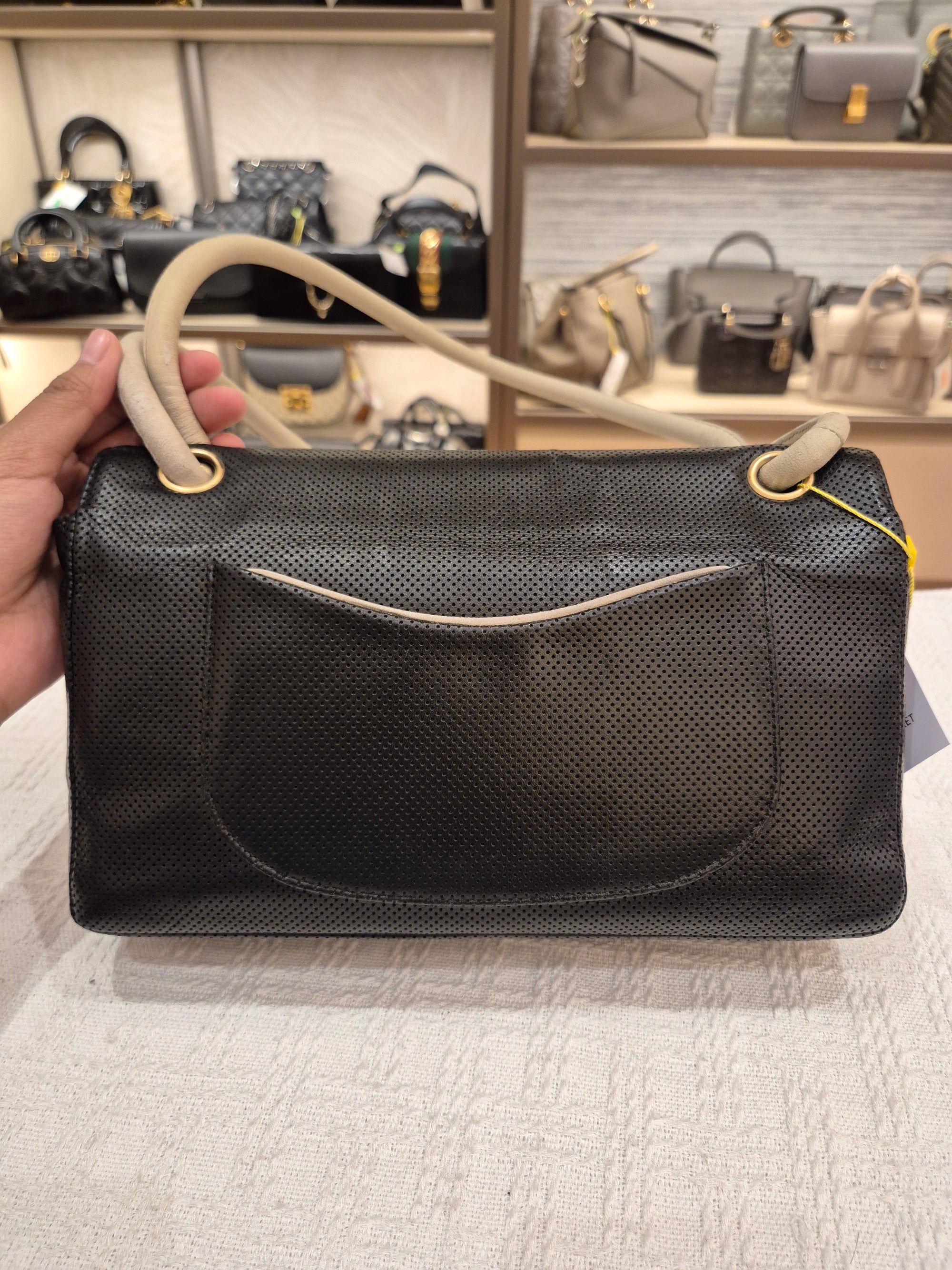 Chanel Perforated Flap Black and White