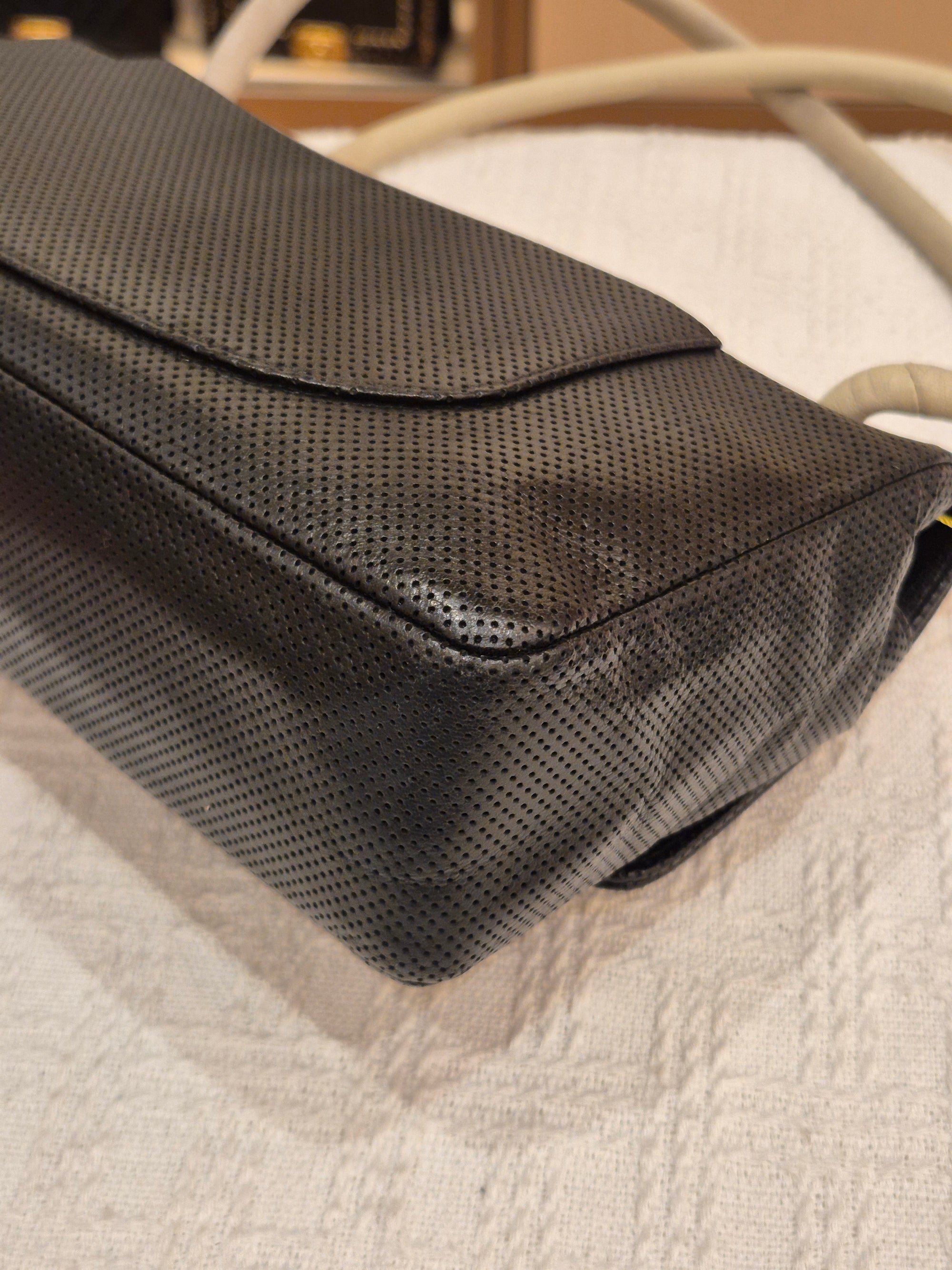 Chanel Perforated Flap Black and White